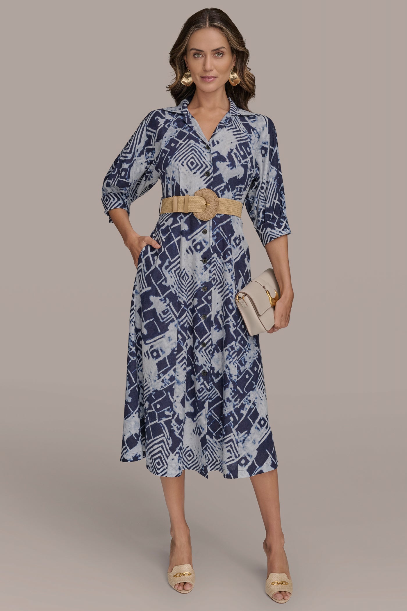 PRINTED LINEN-BLEND MIDI SHIRT DRESS | View 1 | Dresses & Jumpsuits