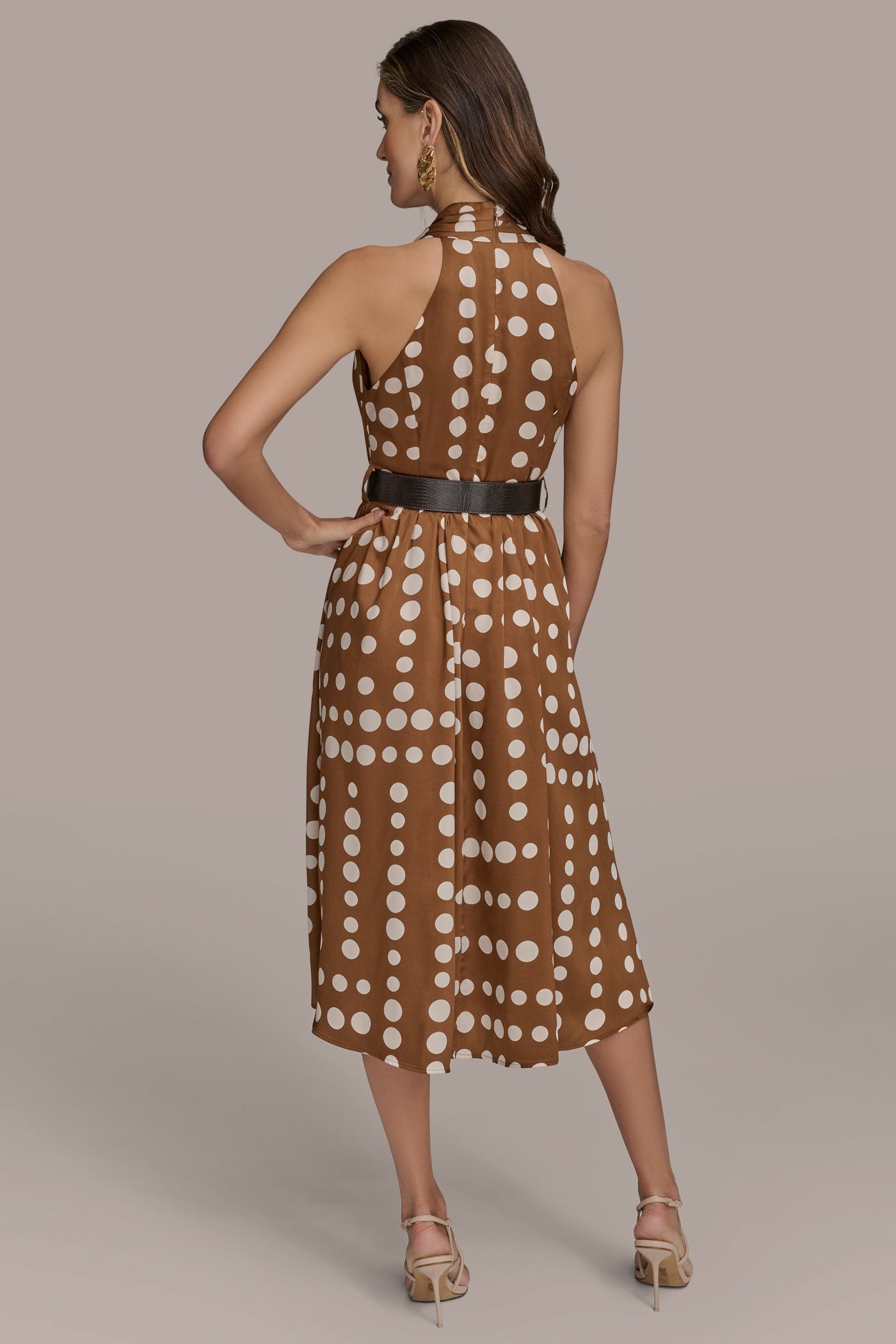BELTED POLKA-DOT WRAP-EFFECT MIDI DRESS | View 2 | Dresses & Jumpsuits