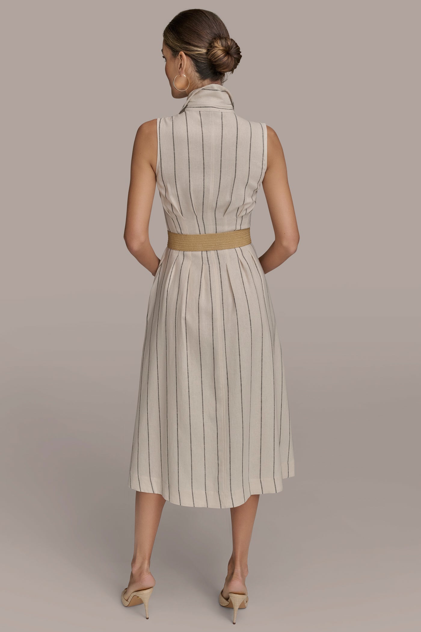 STRIPED LINEN-BLEND MIDI DRESS | View 2 | Dresses & Jumpsuits