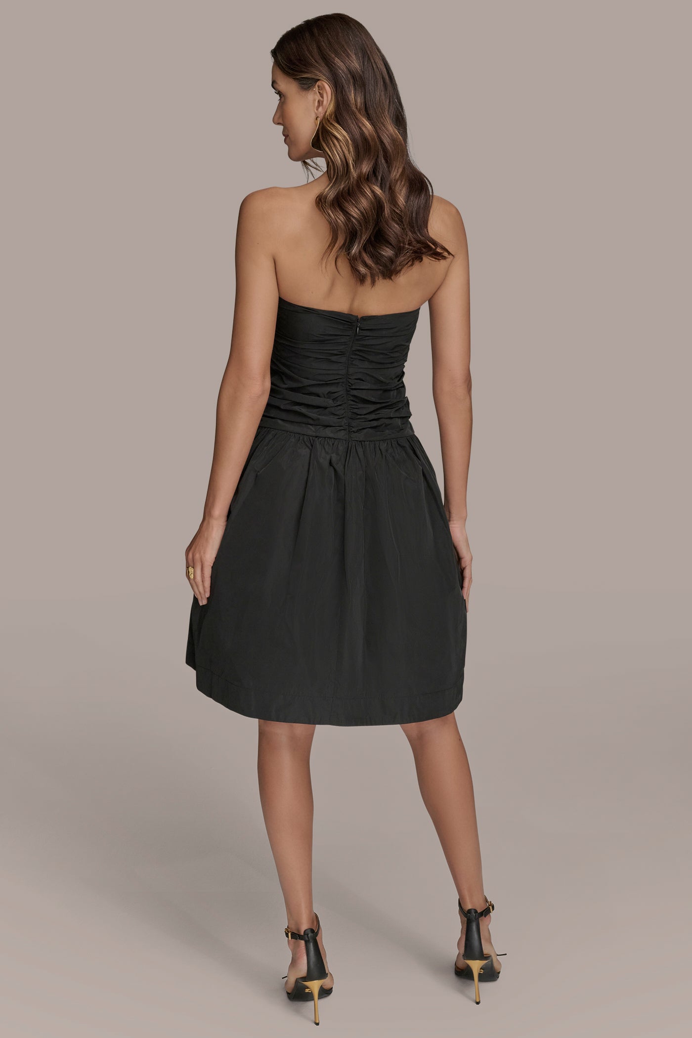 GATHERED FIT AND FLARE COCKTAIL DRESS | View 2 | Black Dresses