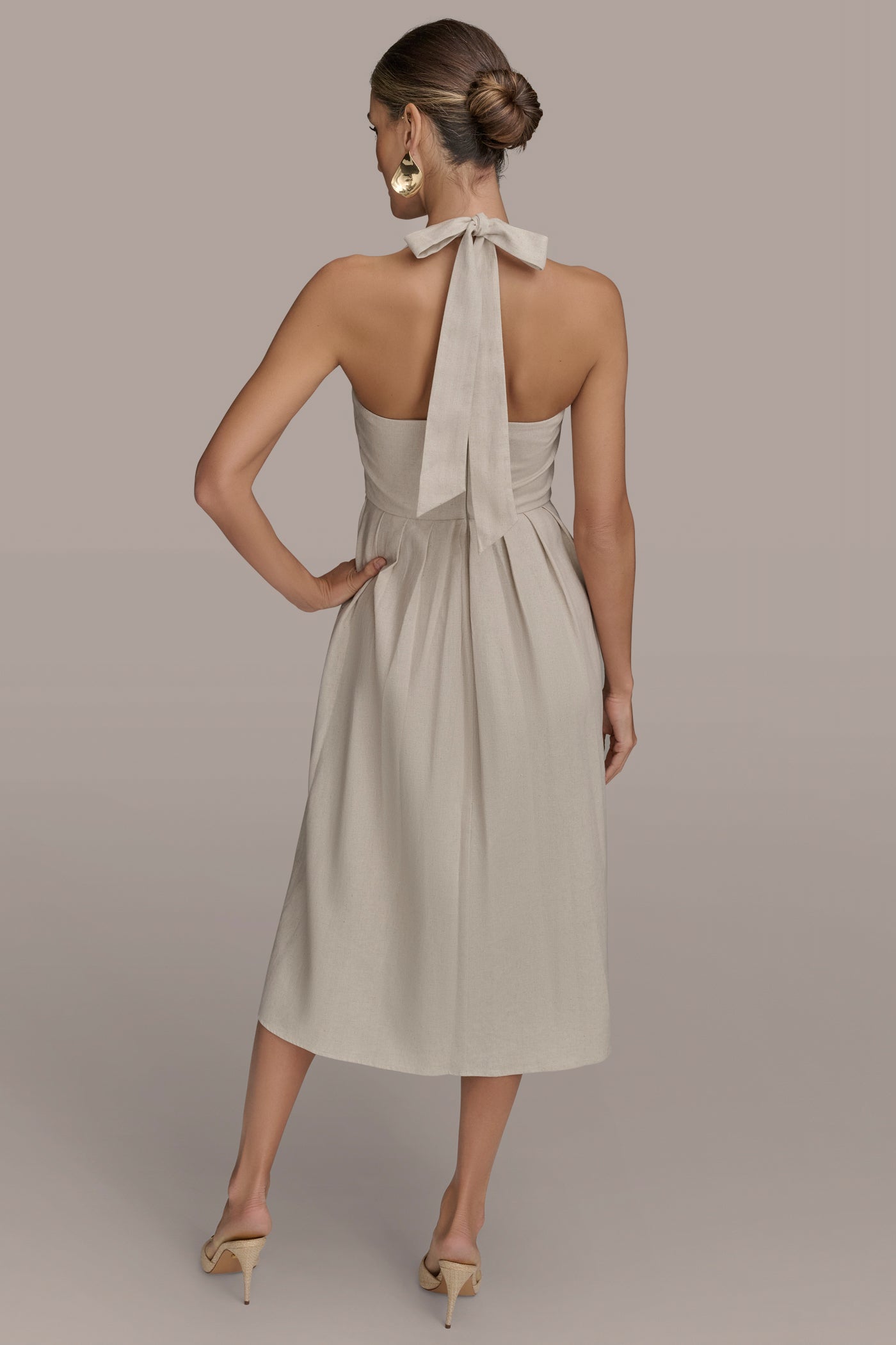 PLEATED HALTERNECK MIDI DRESS | View 2 | Dresses & Jumpsuits