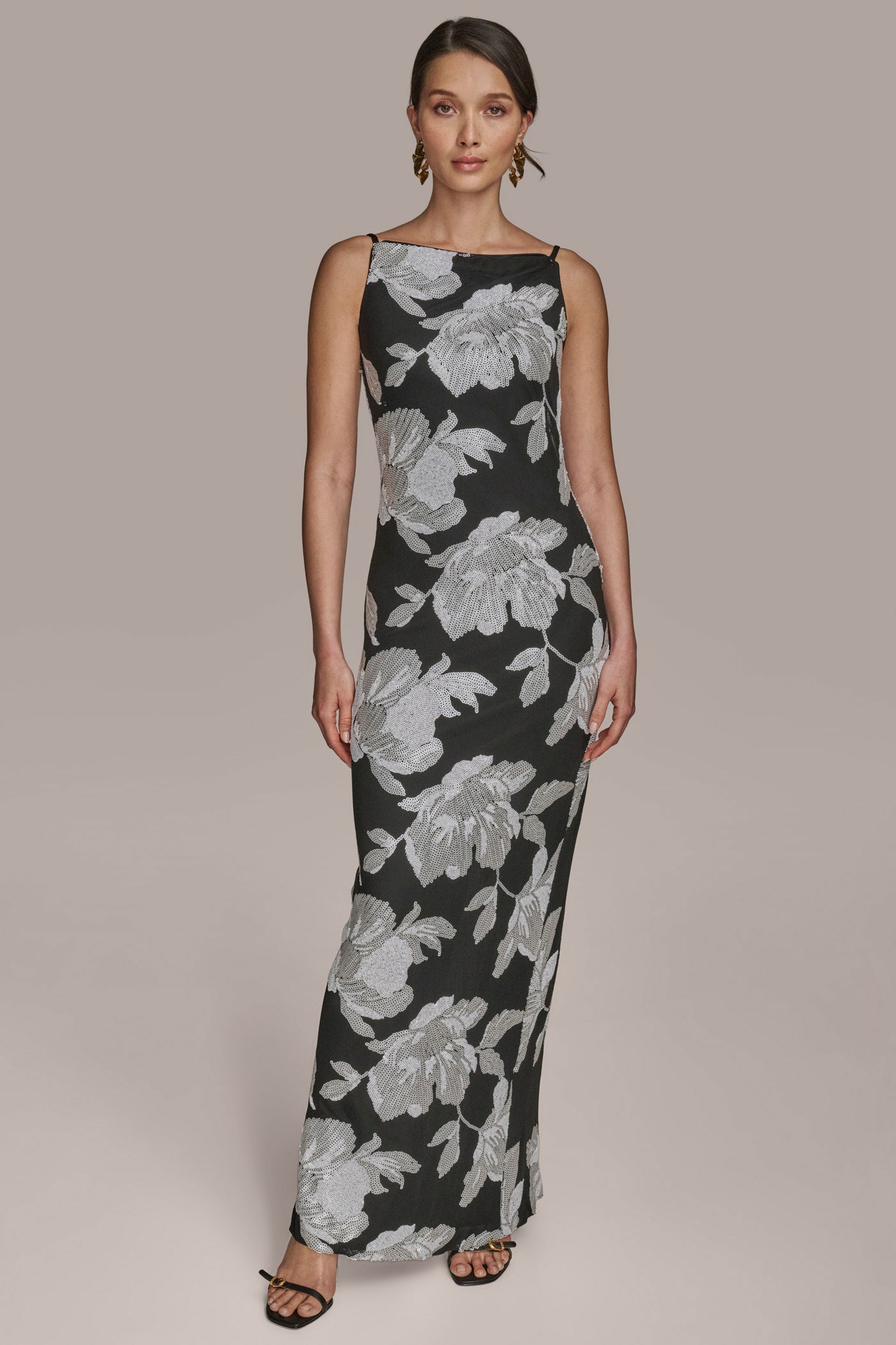 FLORAL SEQUIN MESH GOWN | View 1 | Dresses & Jumpsuits