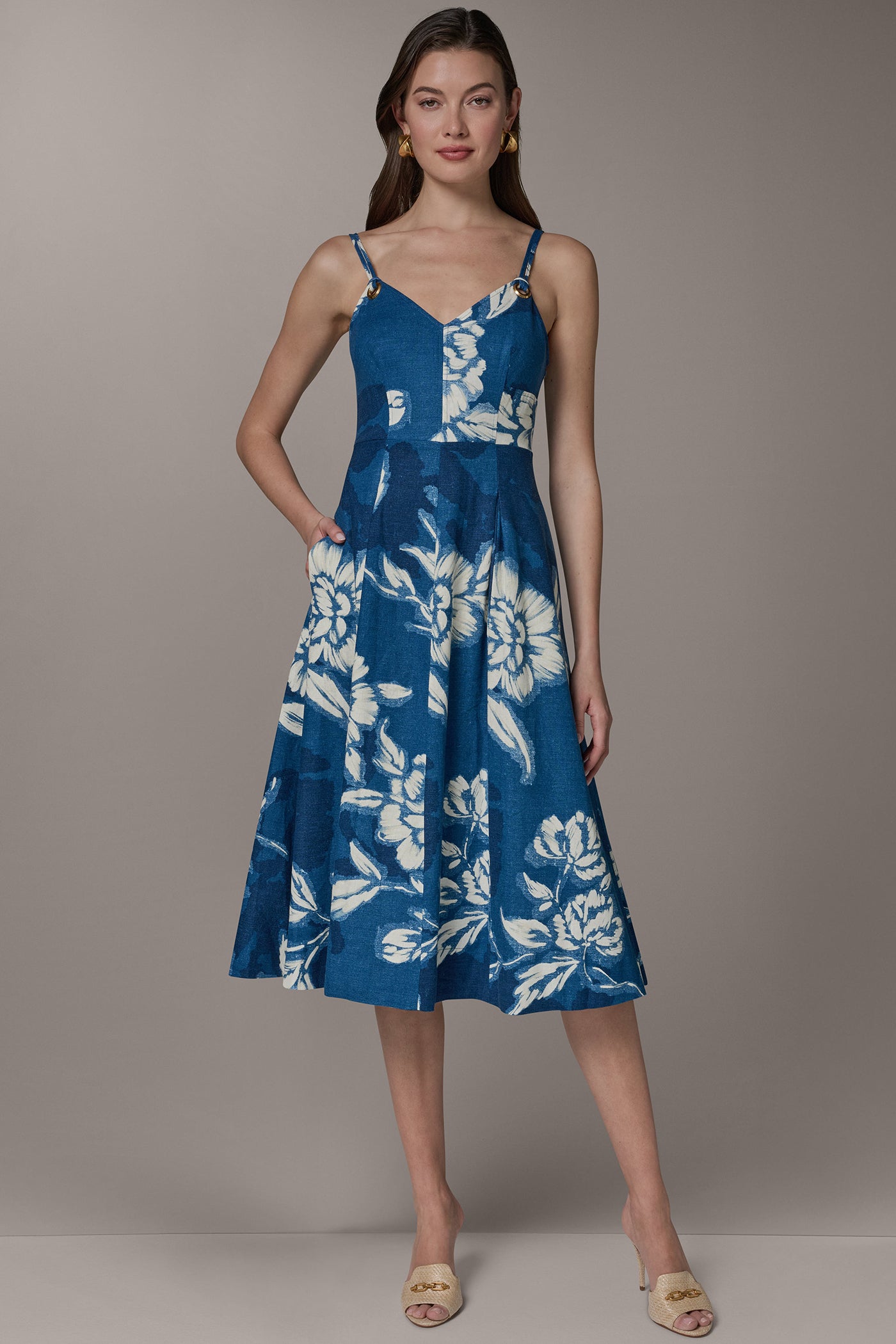 SLEEVELESS MIDI FIT AND FLARE DRESS | View 1 | Dresses & Jumpsuits