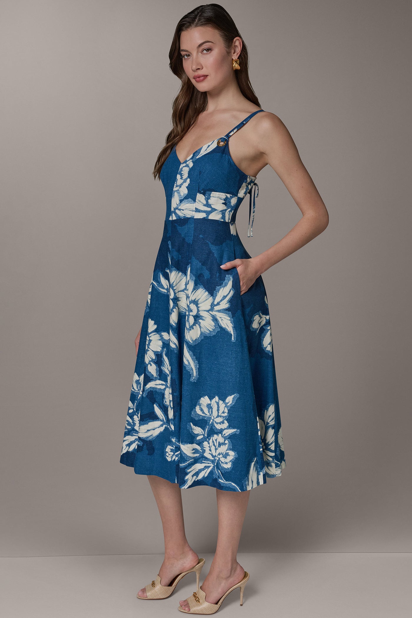Donna Karan Women's Sleeveless Linen Blend Midi Dress - Blue - Casual dresses Donna Karan Women's Sleeveless Linen Blend Midi Dress - Blue - Casual dresses