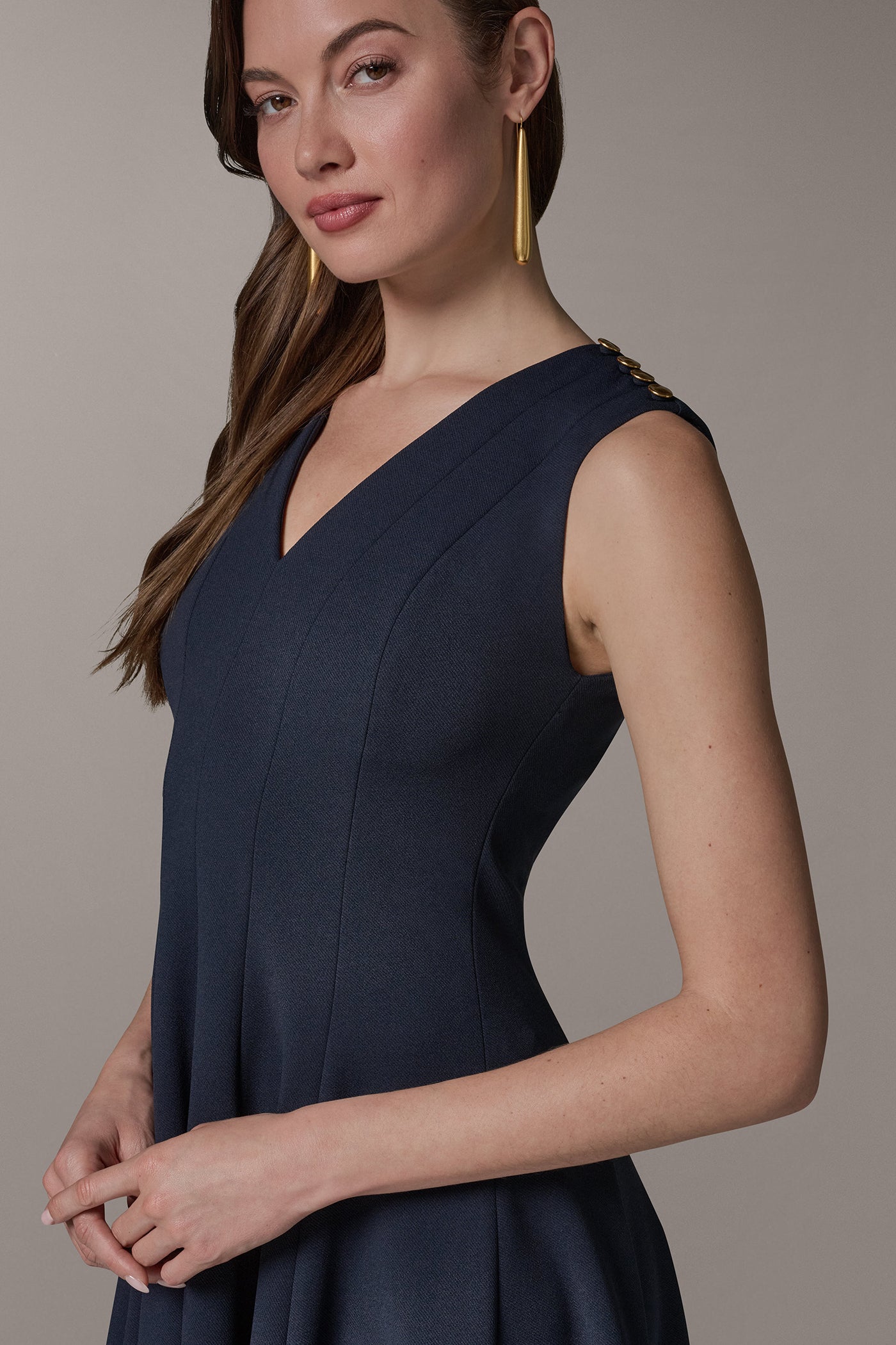 SLEEVELESS BUTTON MIDI FIT AND FLARE DRESS VIEW 5 | New Dresses