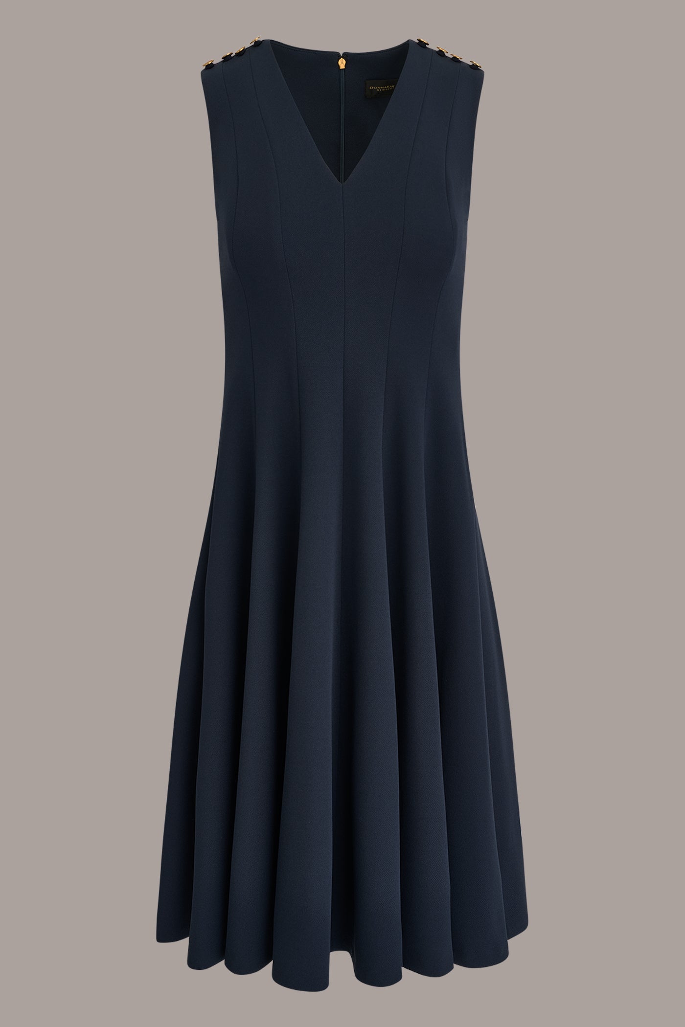 SLEEVELESS BUTTON MIDI FIT AND FLARE DRESS VIEW 8 | New Dresses