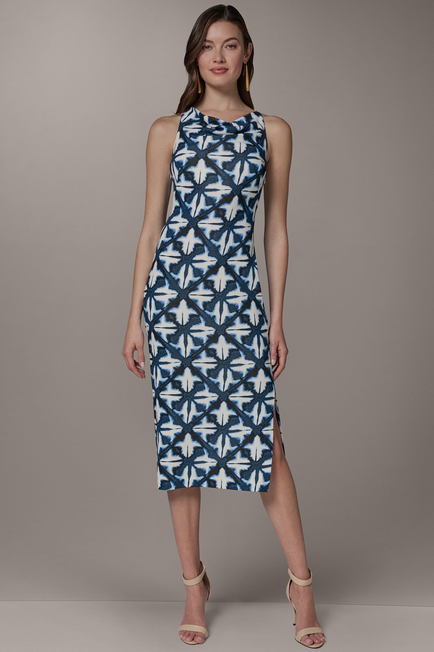 SLEEVELESS MIDI HALTER DRESS