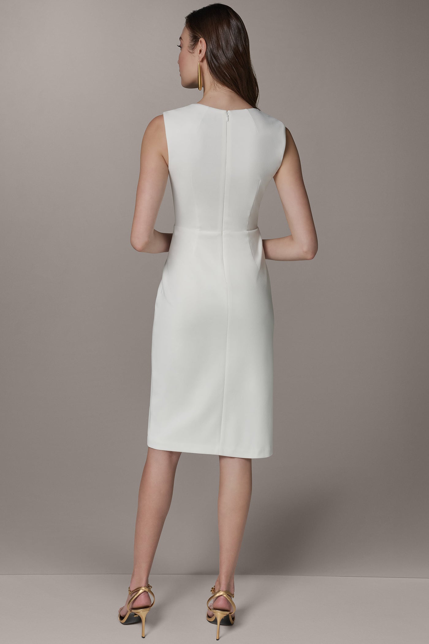 SLEEVELESS WRAP-EFFECT MIDI DRESS VIEW 3 | Cocktail & Party