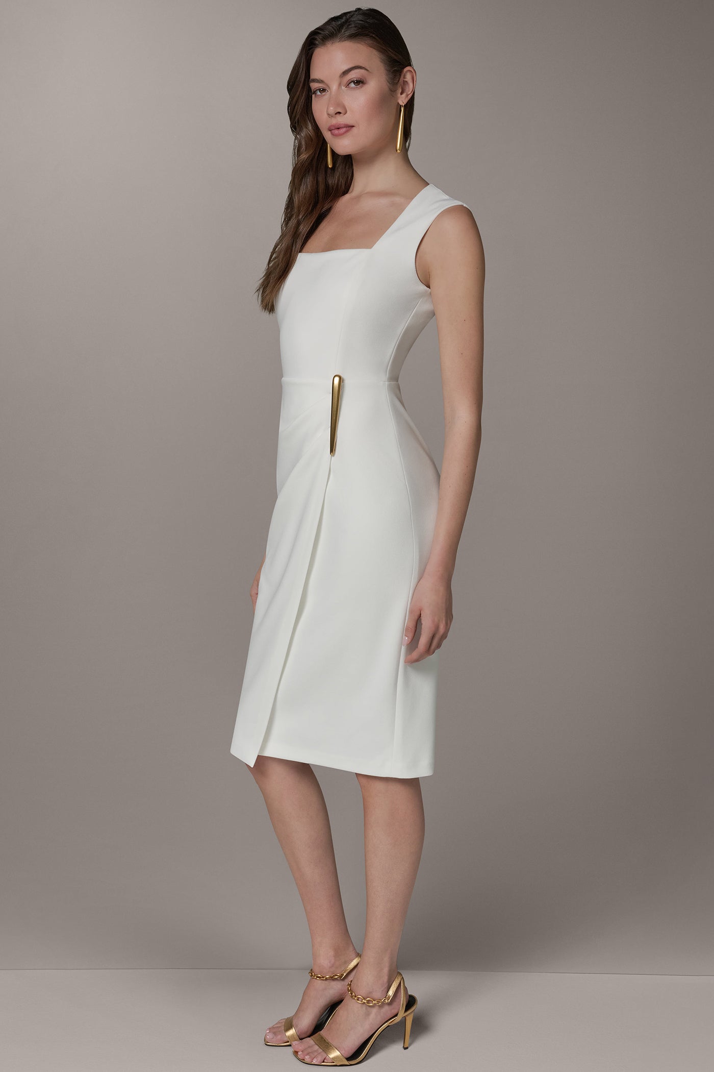 SLEEVELESS WRAP-EFFECT MIDI DRESS VIEW 4 | Cocktail & Party