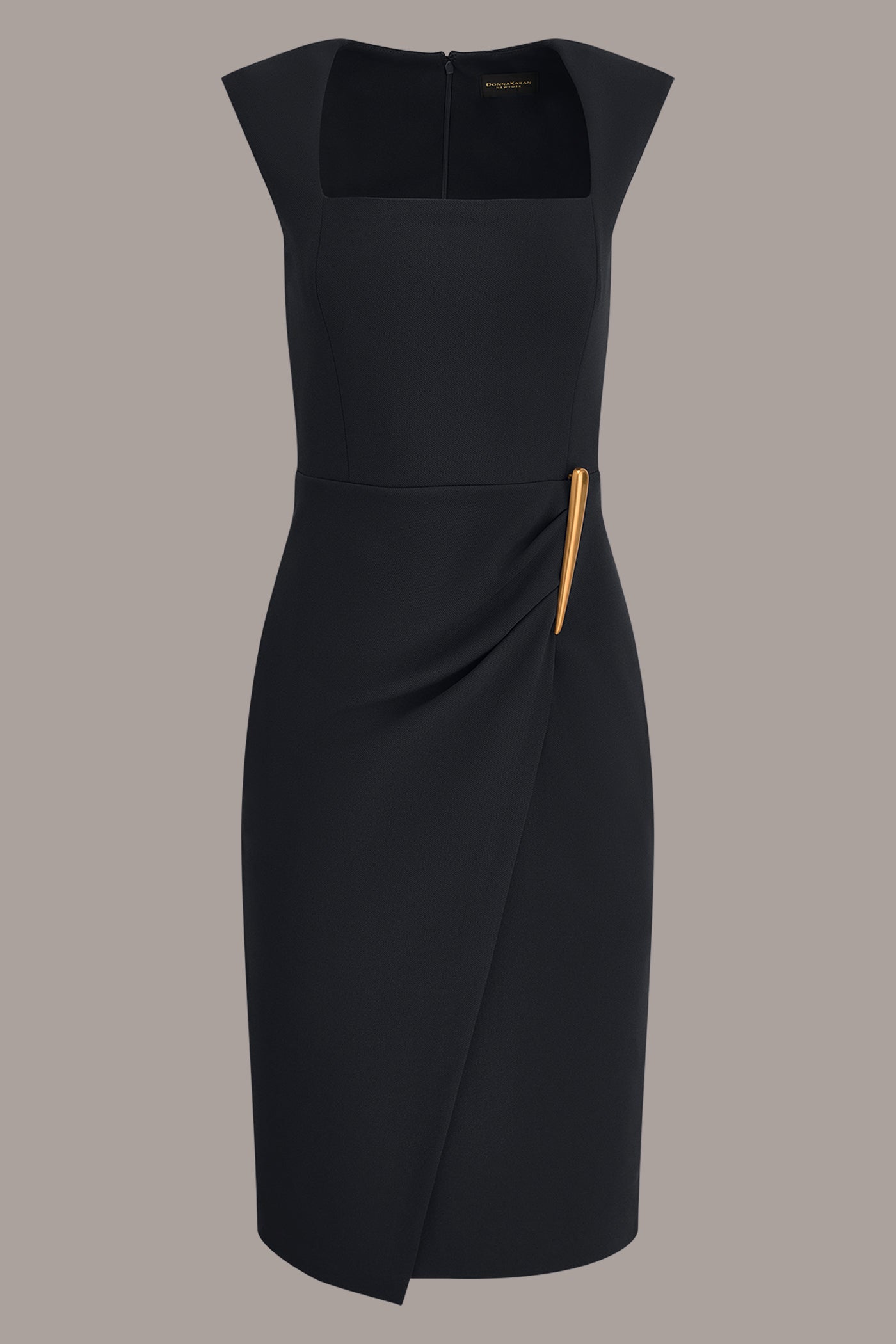 Donna Karan Women's Sleeveless Wrap-Effect Midi Dress in Black Donna Karan Women's Sleeveless Wrap-Effect Midi Dress in Black