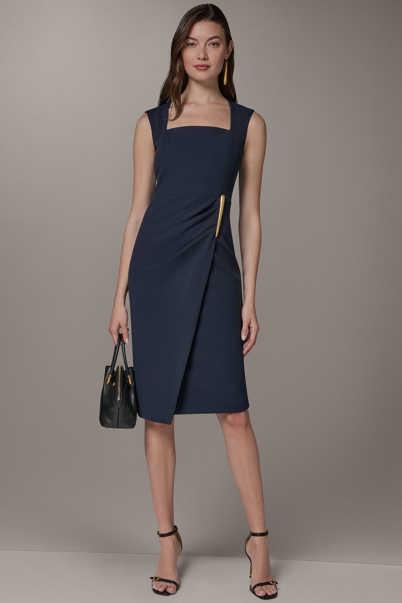SLEEVELESS WRAP-EFFECT MIDI DRESS | View 1 | Dresses & Jumpsuits