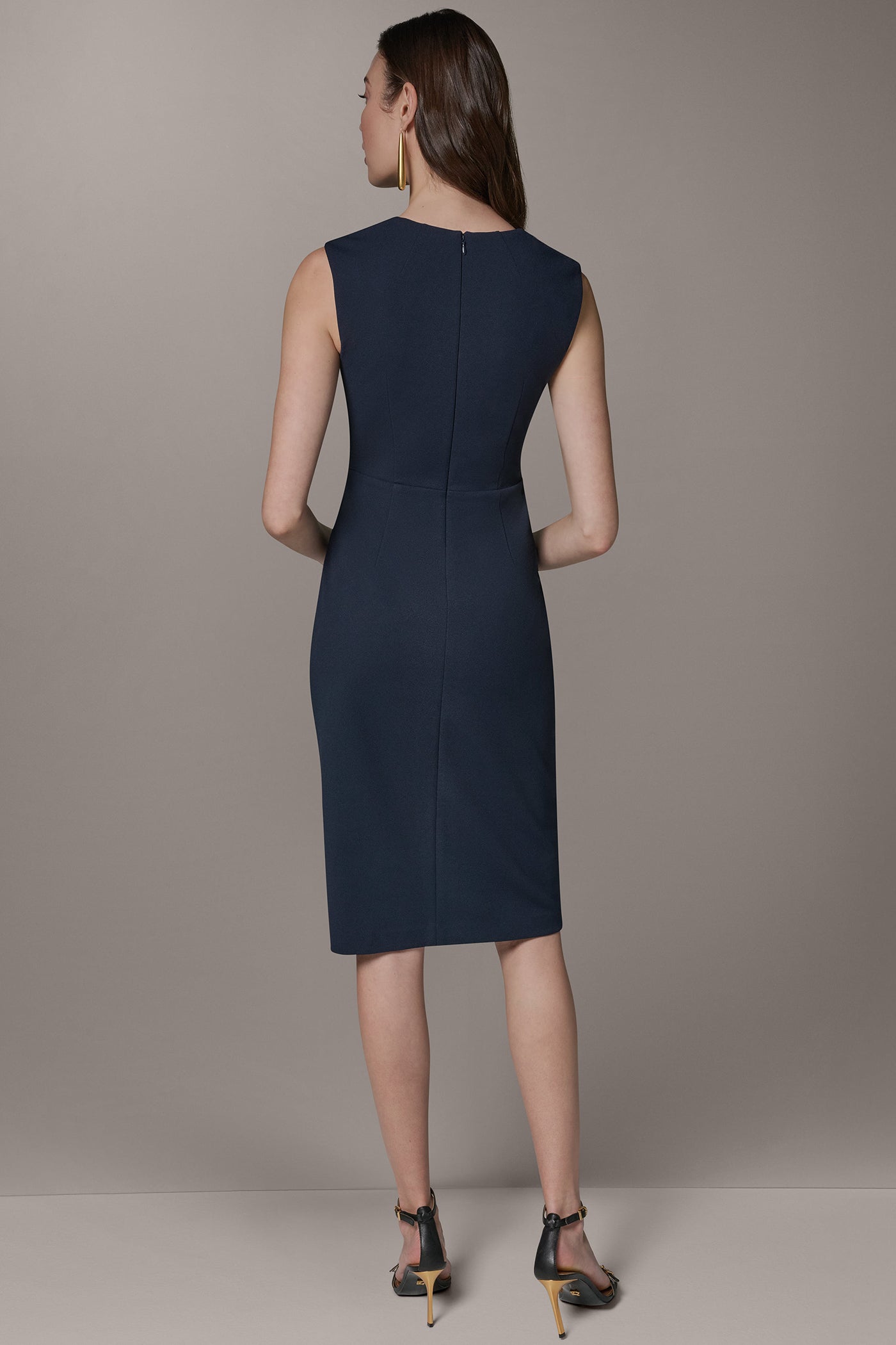 SLEEVELESS WRAP-EFFECT MIDI DRESS VIEW 3 | Office to Evening Dresses