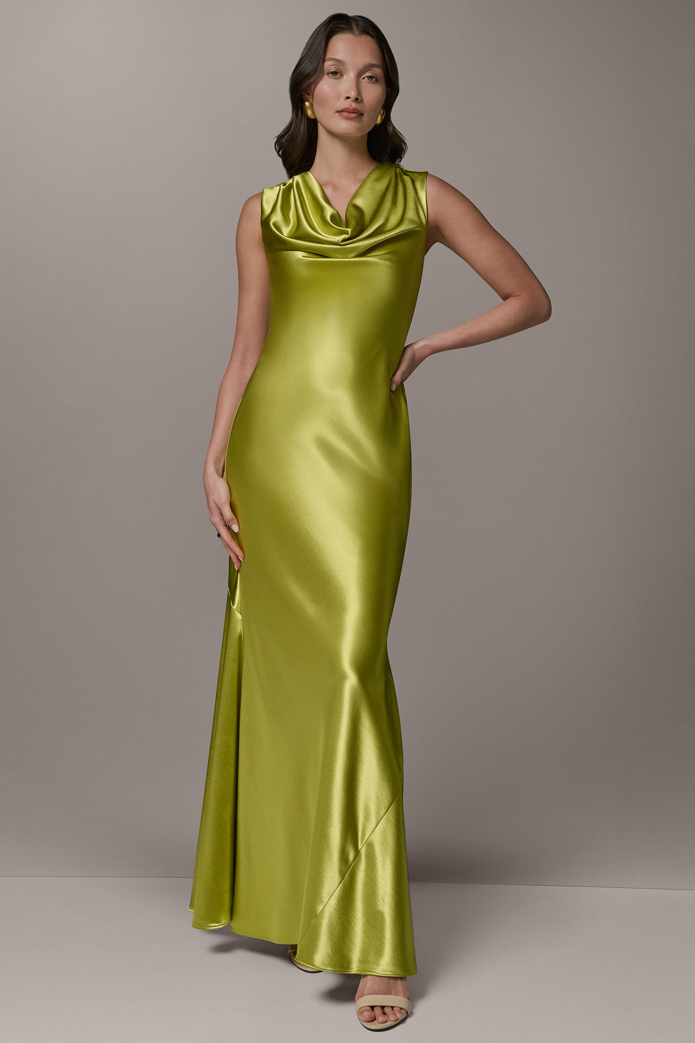 SLEEVELESS COWL-NECK GOWN