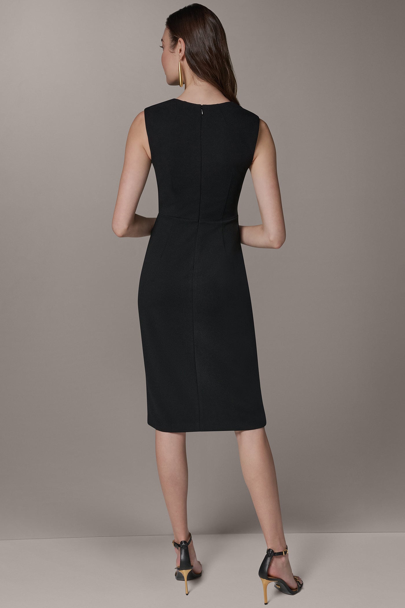 Donna Karan Women's Sleeveless Wrap-Effect Midi Dress in Black Donna Karan Women's Sleeveless Wrap-Effect Midi Dress in Black