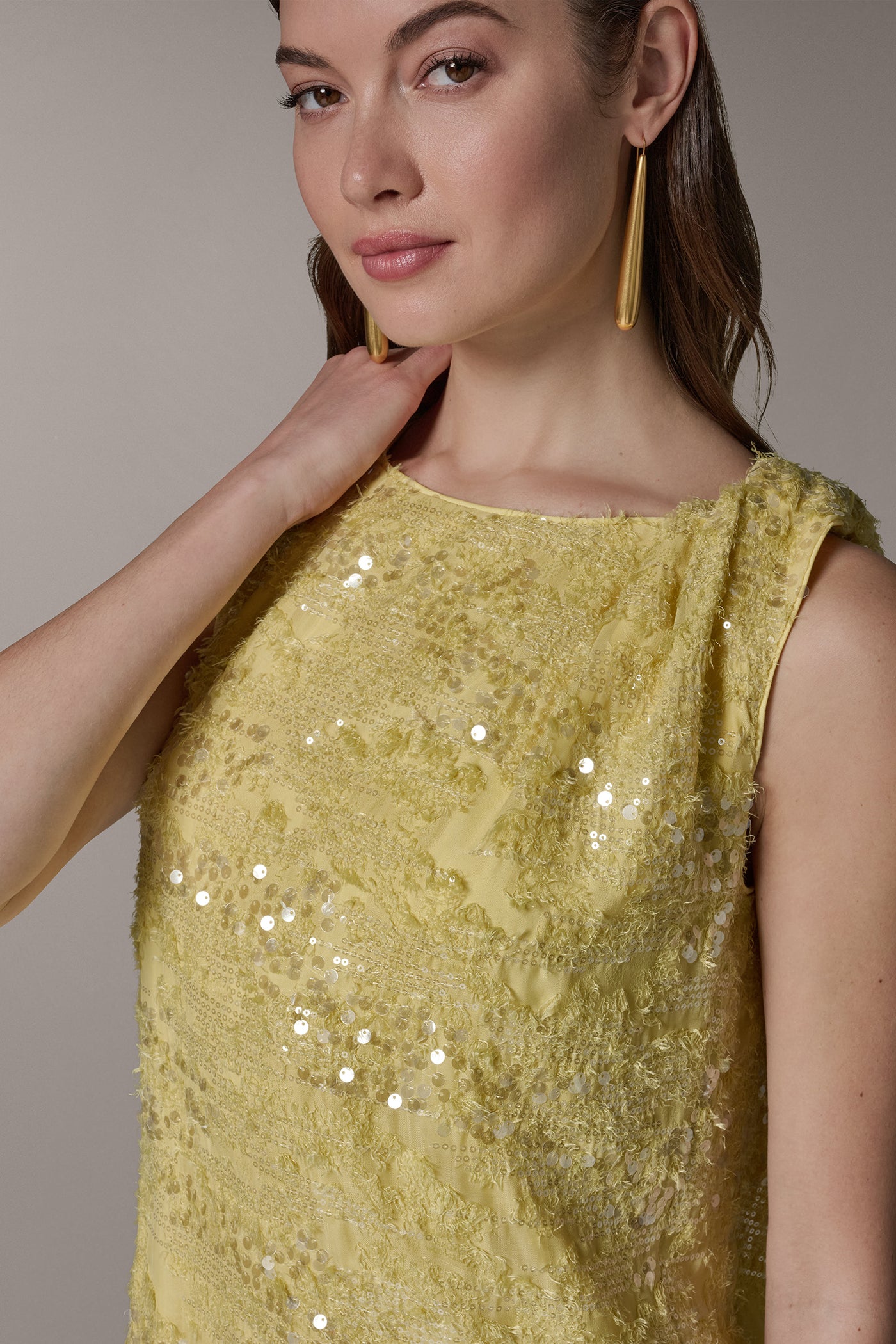 Donna Karan Women's Sequin Shift Dress in Citrus/Clear Donna Karan Women's Sequin Shift Dress in Citrus/Clear
