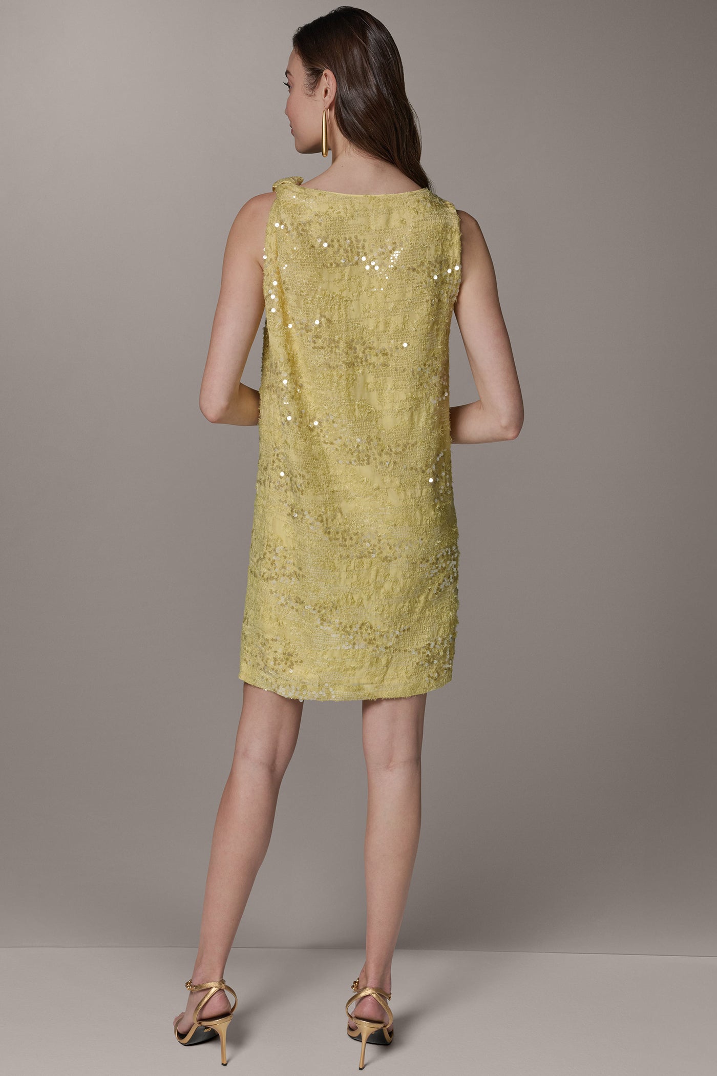 Donna Karan Women's Sequin Shift Dress in Citrus/Clear Donna Karan Women's Sequin Shift Dress in Citrus/Clear