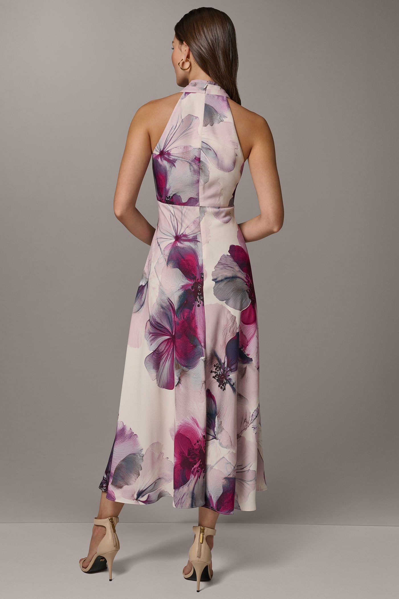 FLORAL MIDI A-LINE HALTER DRESS | View 2 | Dresses & Jumpsuits