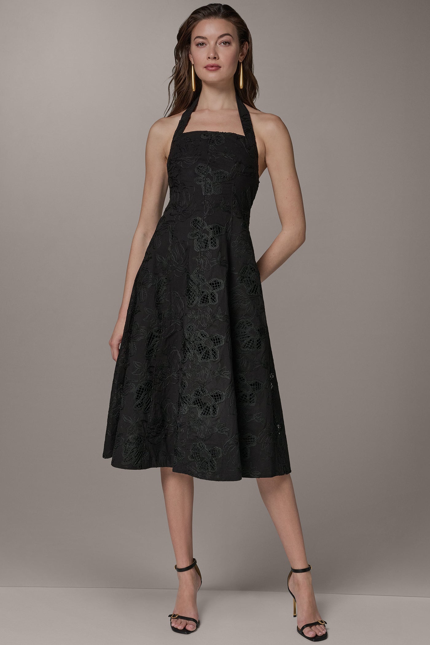 SLEEVELESS SWEETHEART MIDI HALTER DRESS VIEW 8 | Cocktail & Party