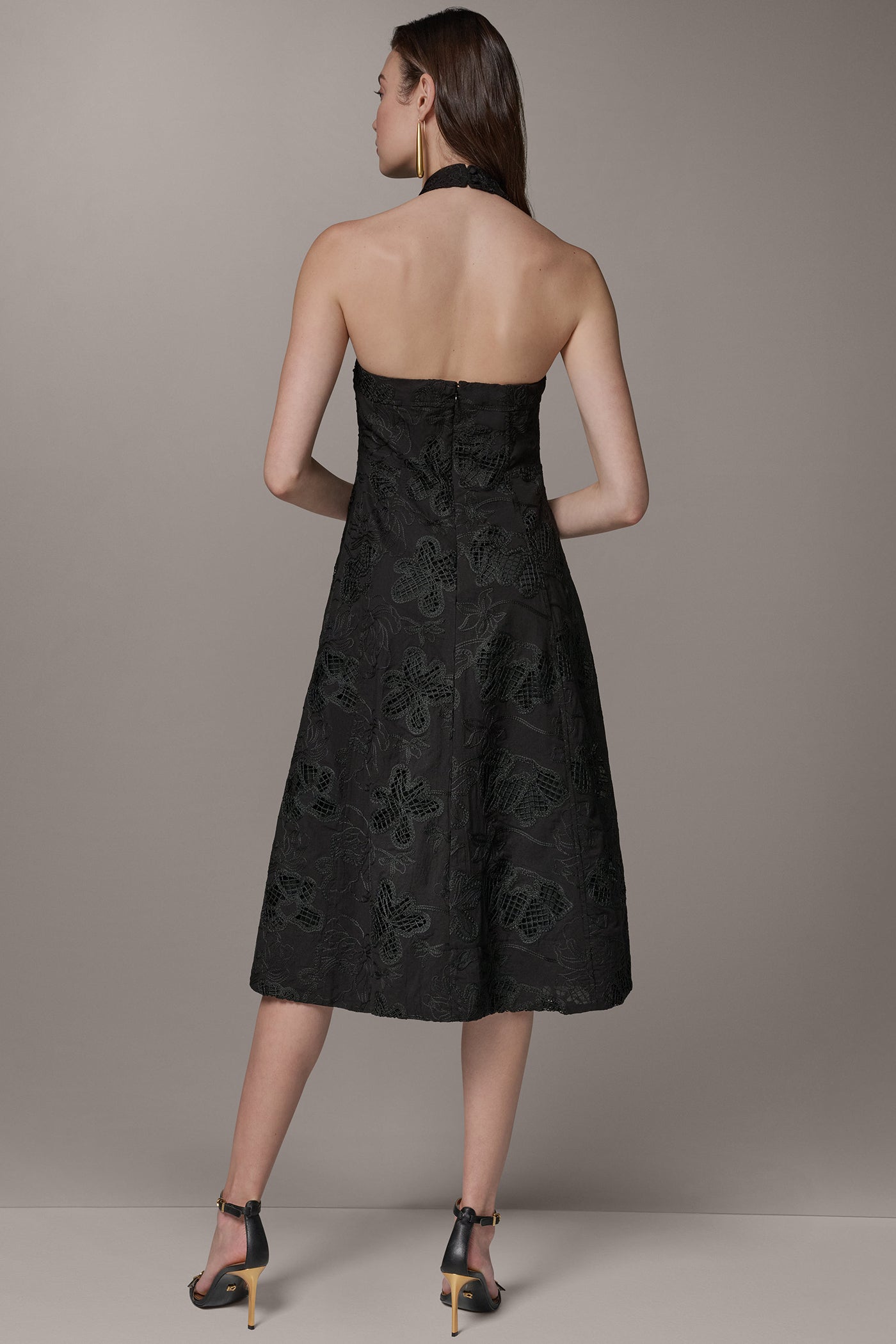 Donna Karan Women's Sleeveless Sweetheart Midi Halter Dress in Black Donna Karan Women's Sleeveless Sweetheart Midi Halter Dress in Black