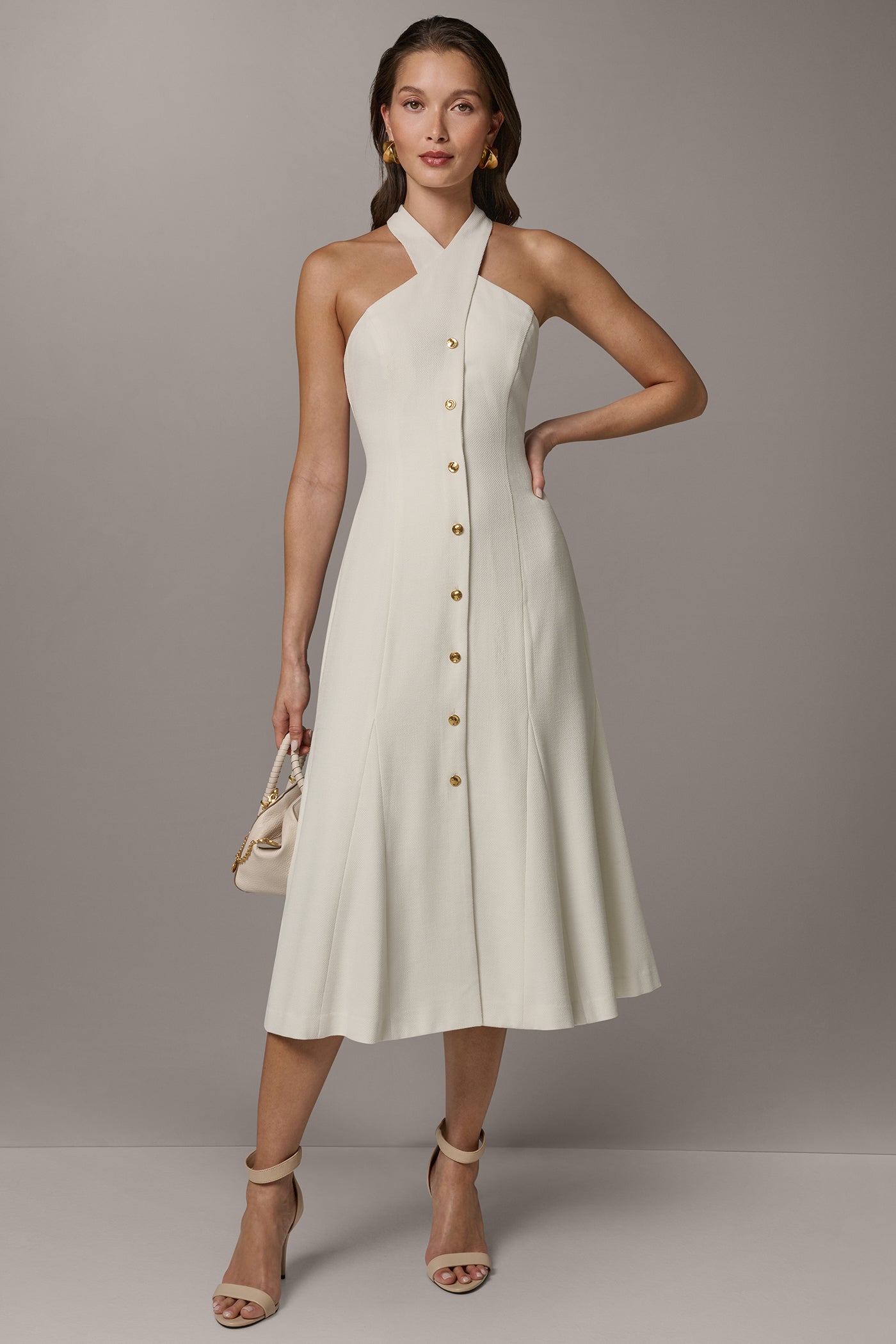 CRISS CROSS HALTER A LINE MIDI | View 1 | Cocktail & Party