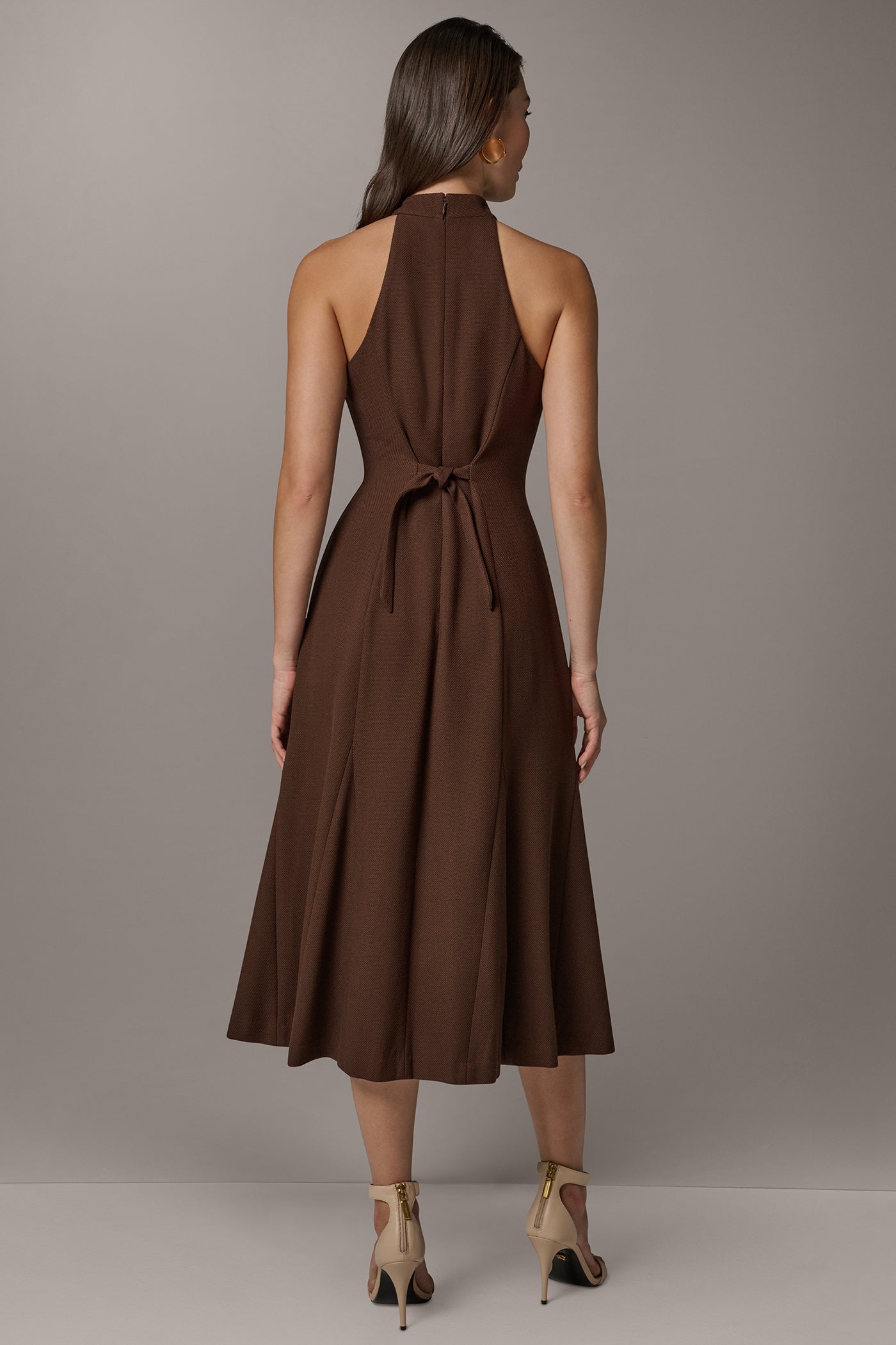 Sleeveless Cross Front Midi Halter Dress | A-Line DressMidi Dress | Donna Karan Sleeveless Cross Front Midi Halter Dress | A-Line DressMidi Dress | Donna Karan