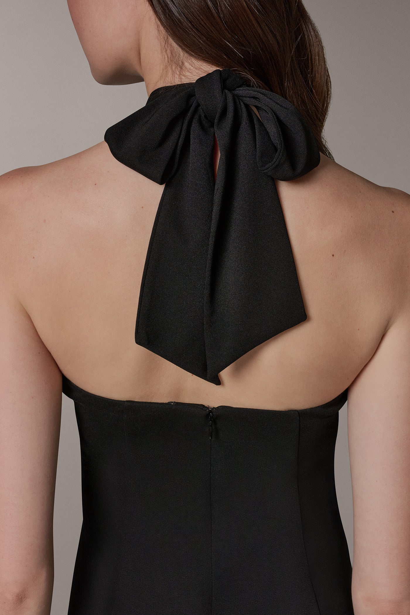 SLEEVELESS MIDI A-LINE HALTER DRESS VIEW 7 | Black Dresses