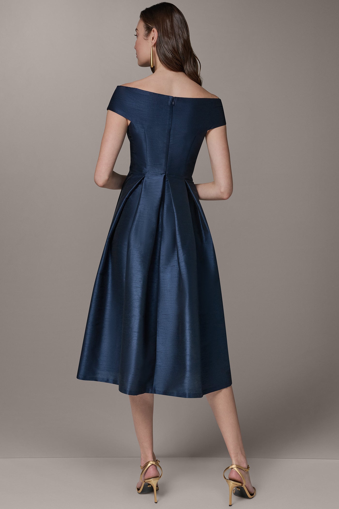 OFF THE SHOULDER MIDI FIT AND FLARE DRESS VIEW 3 | New Dresses