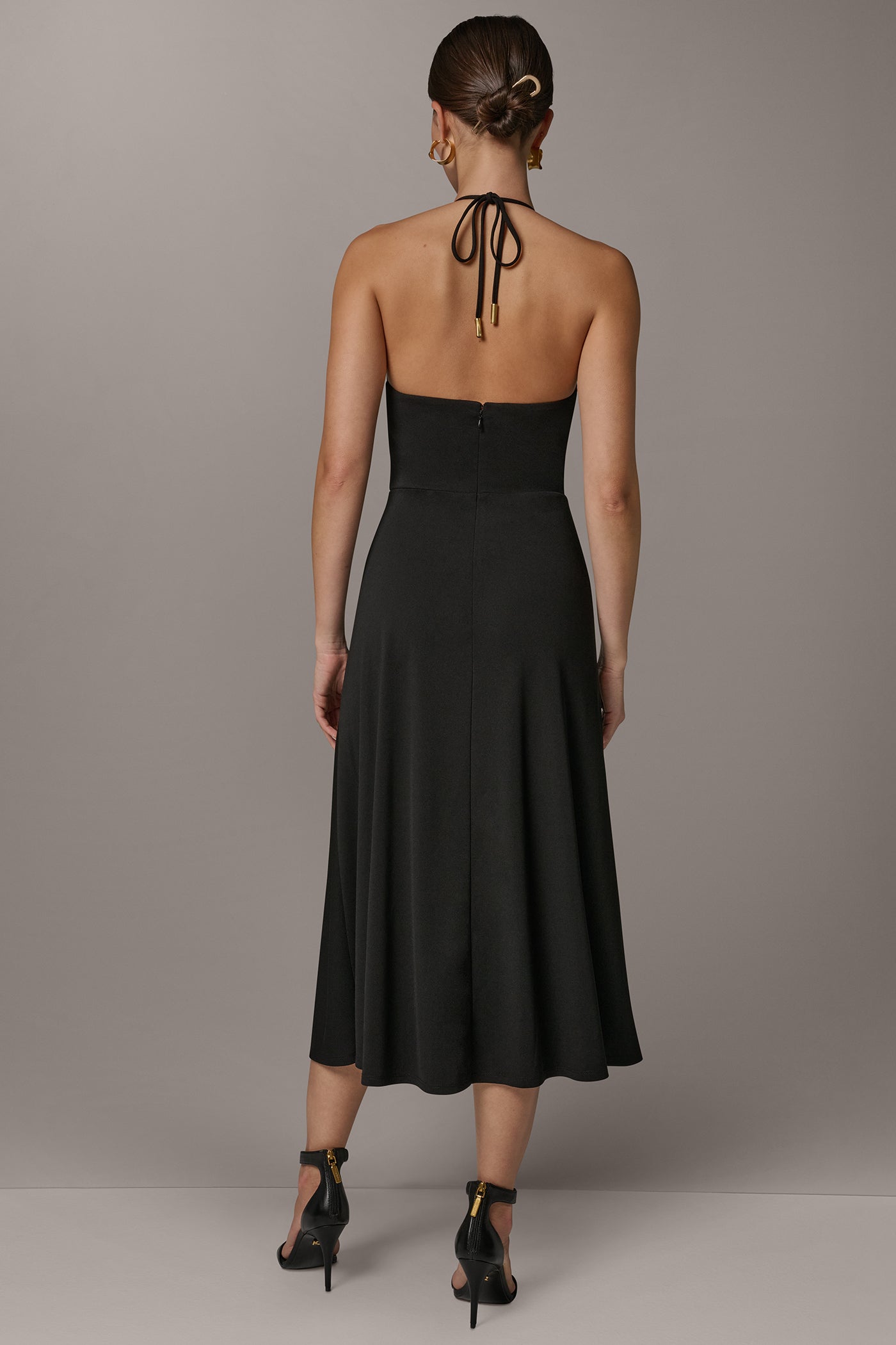 Sleeveless Cowl Neck Midi Halter Dress | A-Line Dress | Donna Karan Sleeveless Cowl Neck Midi Halter Dress | A-Line Dress | Donna Karan