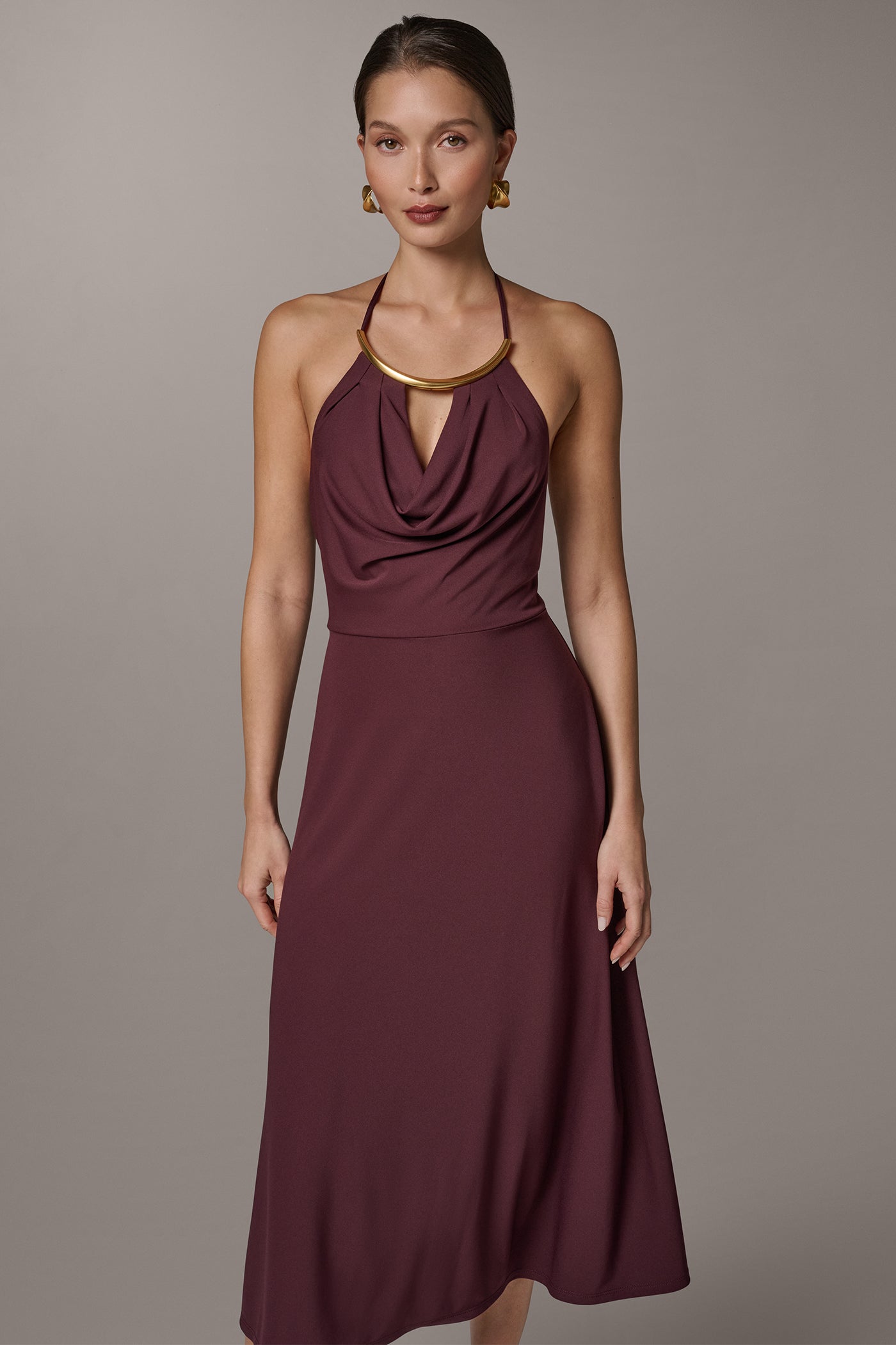 COWL-NECK HALTER MIDI DRESS VIEW 4 | Dresses & Jumpsuits