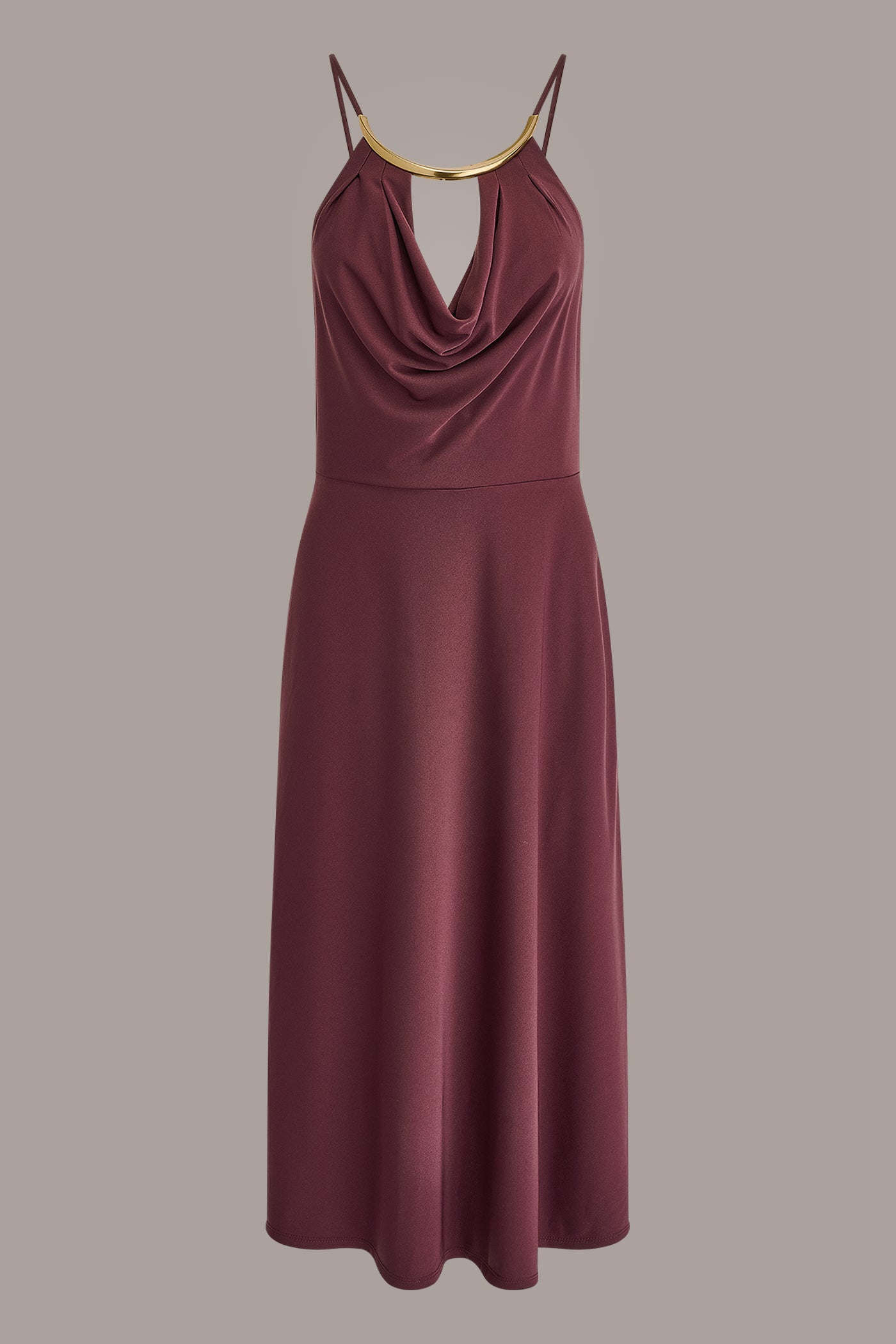 SLEEVELESS COWL NECK MIDI HALTER DRESS VIEW 9 | Dresses & Jumpsuits