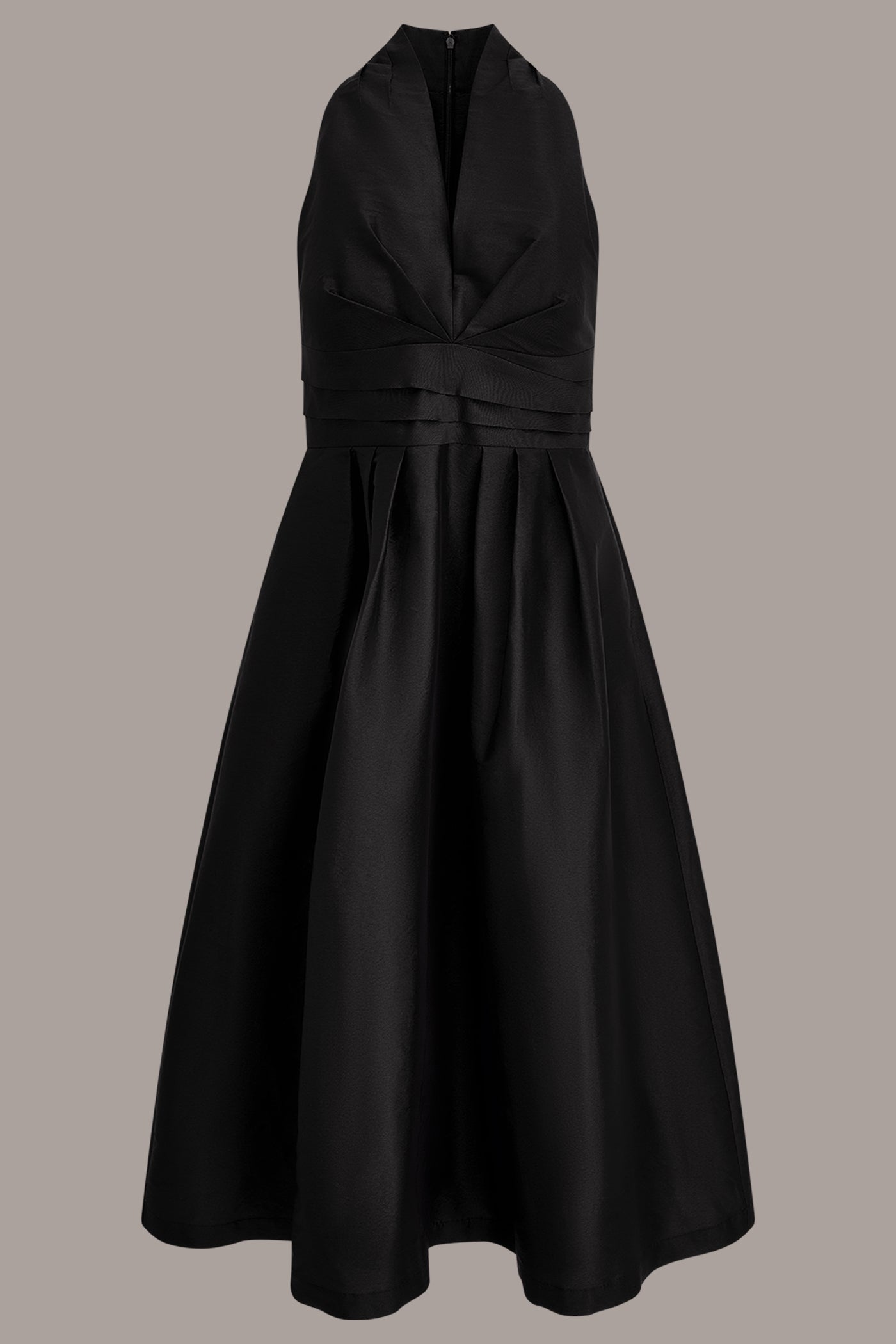 SLEEVELESS V-NECK TAFFETA MIDI COCKTAIL DRESS VIEW 8 | Spring New Arrivals