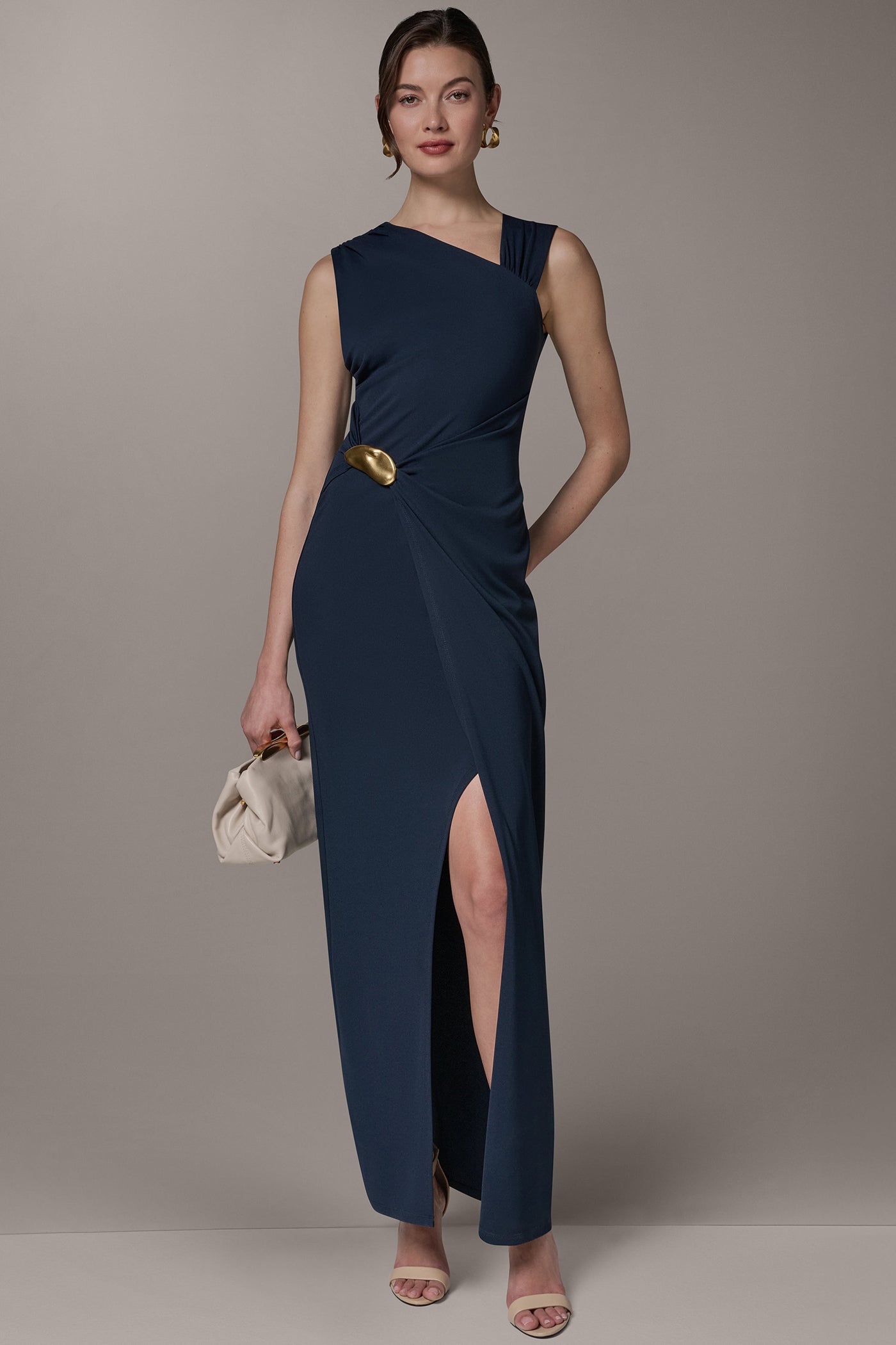 Donna Karan Women's Sleeveless Asymmetric Gown Dress in Nightfall Donna Karan Women's Sleeveless Asymmetric Gown Dress in Nightfall