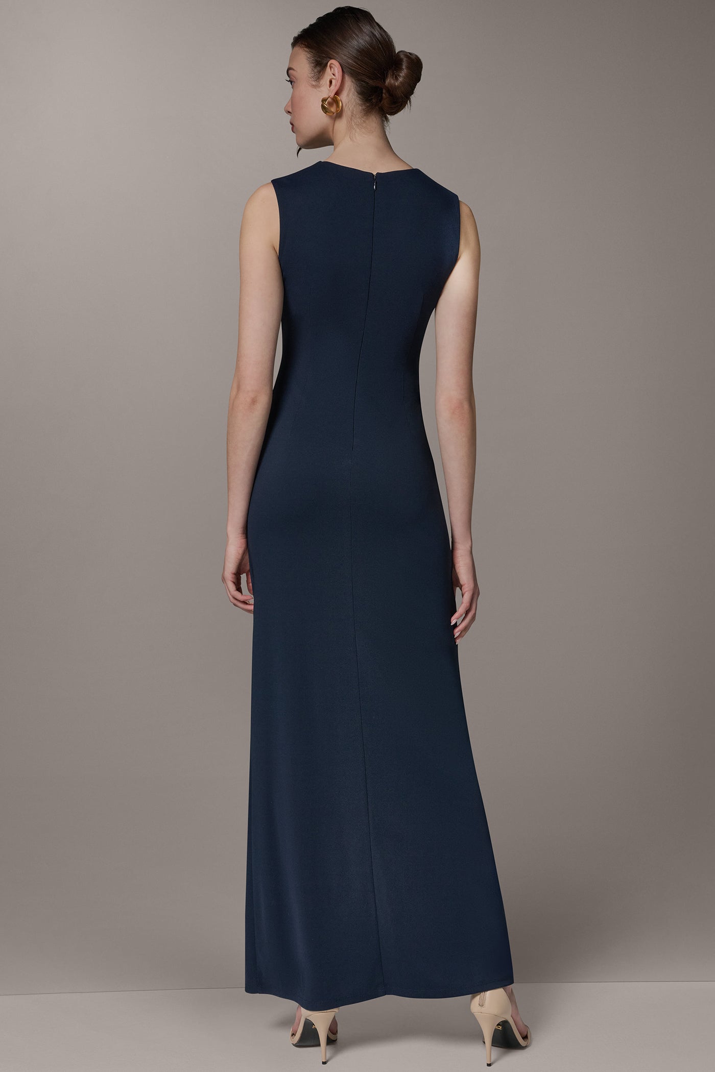 donna karan asymmetrical dress Donna Karan New York Women's Satin Square Neck Midi Sheath Dress - Russet