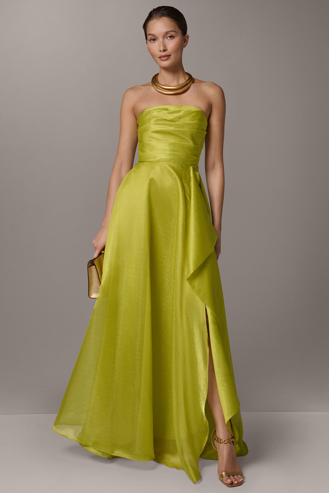 ORGANZA STRAPLESS PLEATED GOWN | View 1 | New Dresses