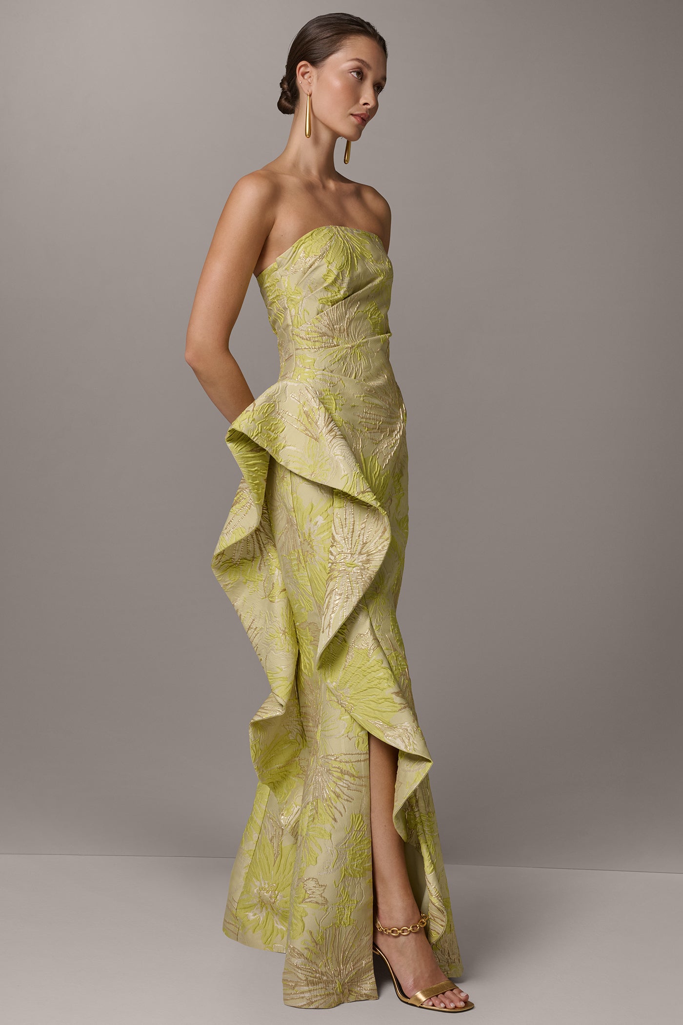 STRAPLESS SIDE RUFFLE GOWN VIEW 3 | Dresses & Jumpsuits