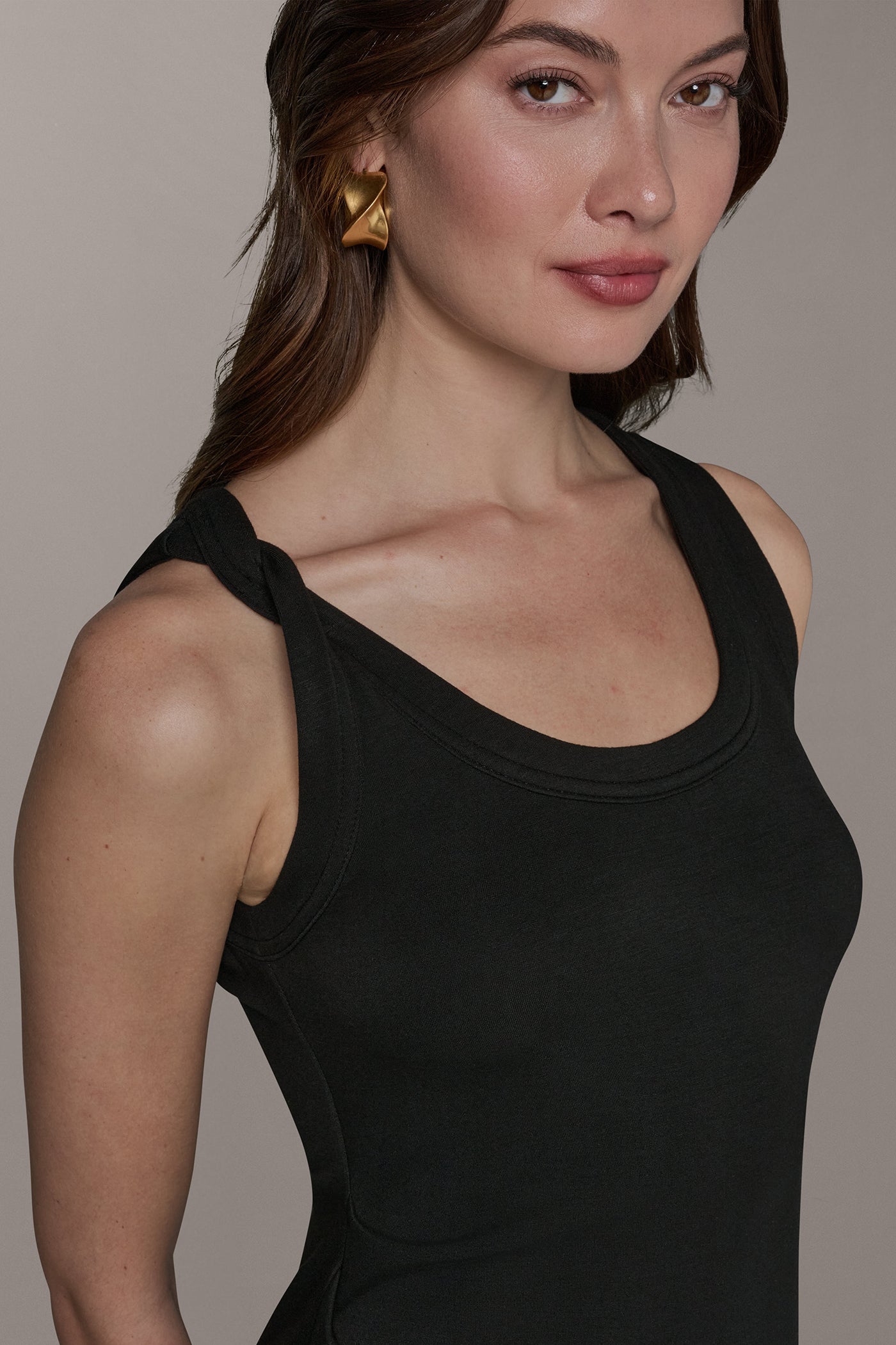 SLEEVELESS TWIST MIDI DRESS VIEW 4 | Black Dresses