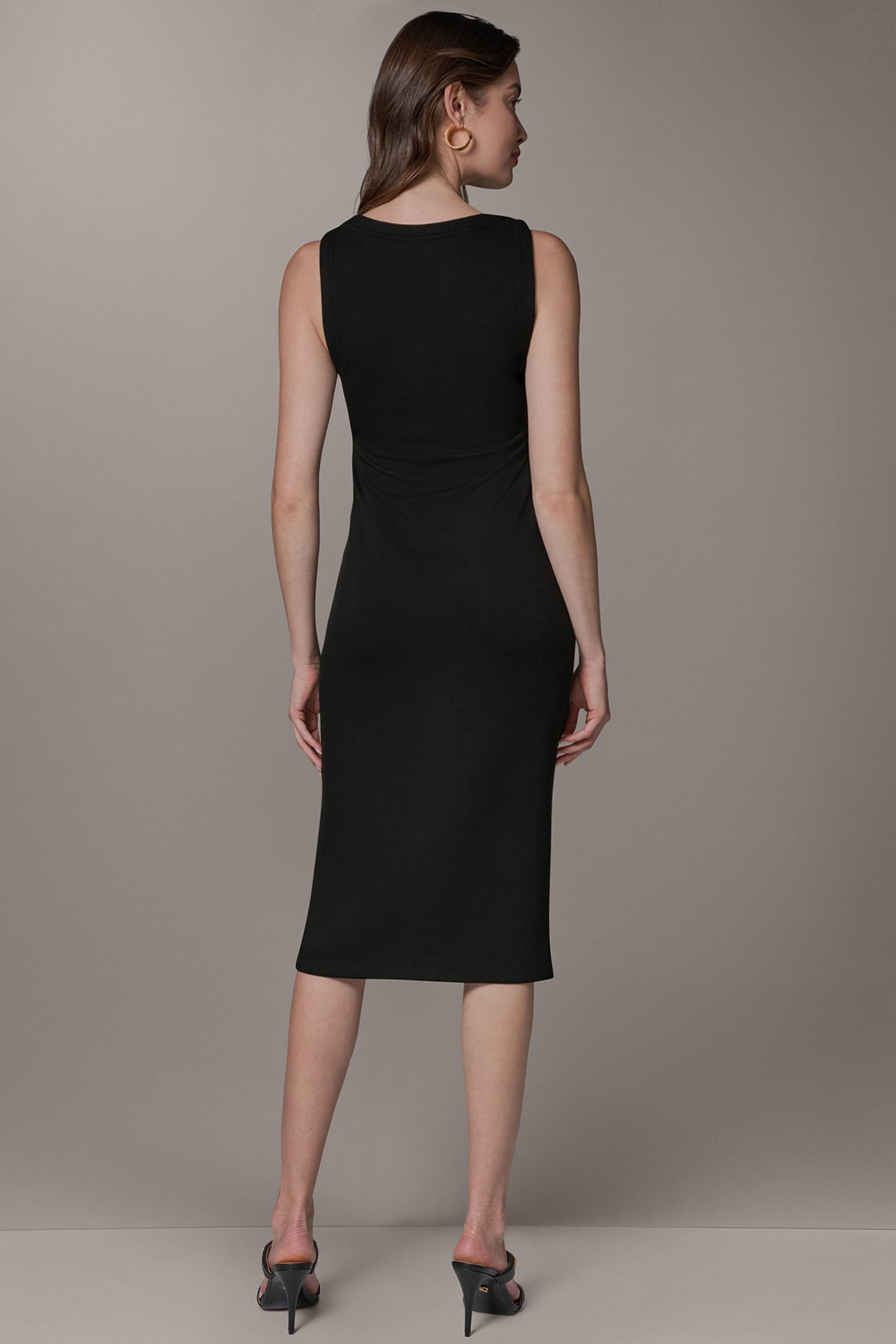 SLEEVELESS TWIST MIDI DRESS VIEW 3 | Black Dresses