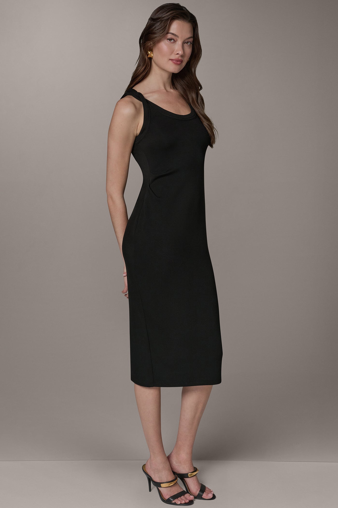 SLEEVELESS TWIST MIDI DRESS | View 2 | Black Dresses