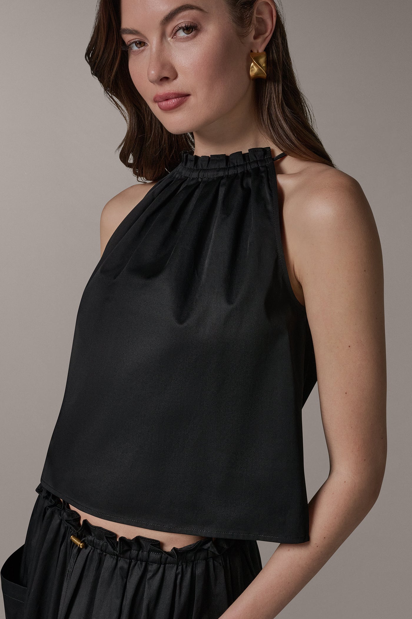 TWO-PIECE HALTER TOP AND MIDI SKIRT VIEW 4 | Black Dresses