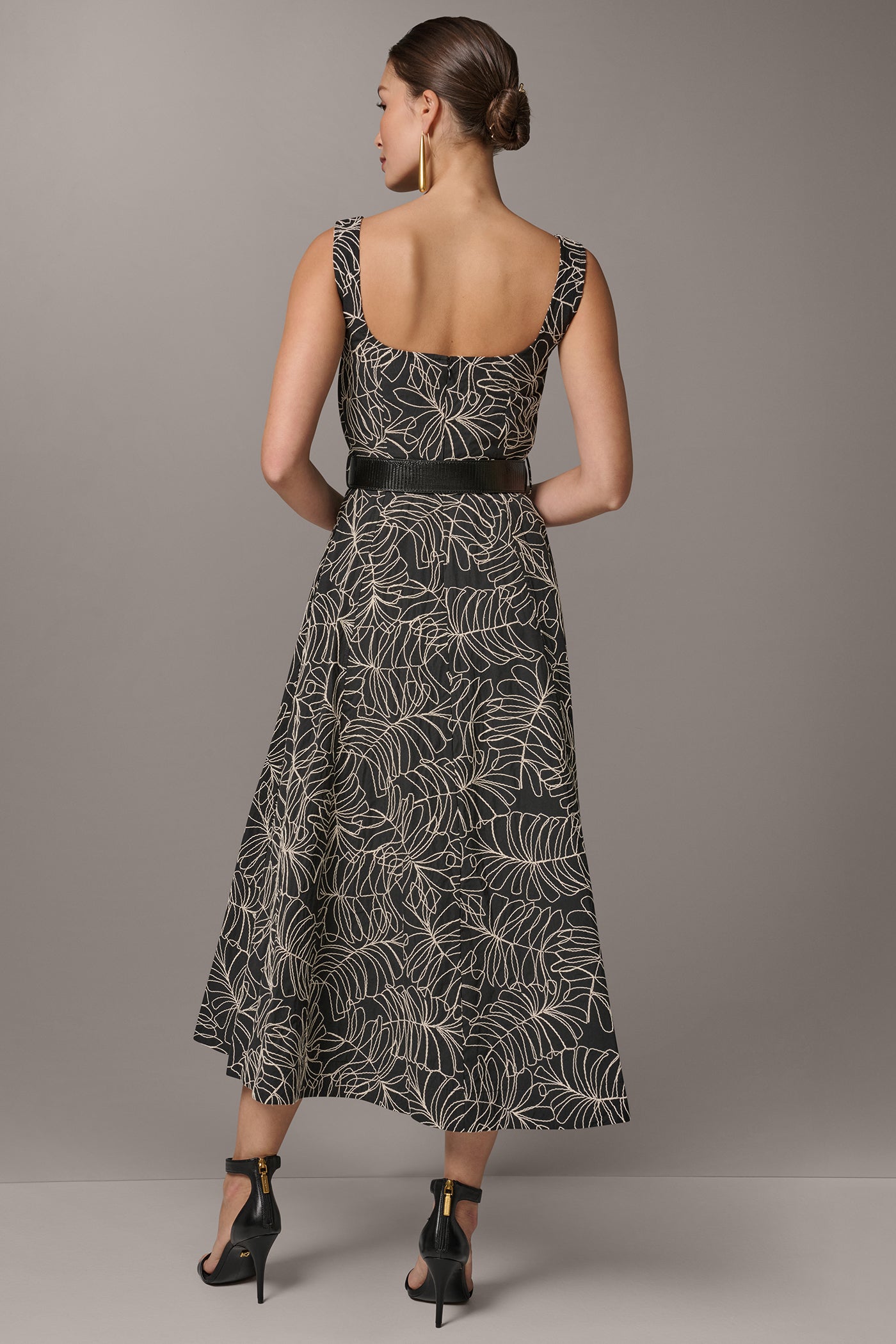 SLEEVELESS PLEATED MIDI A-LINE DRESS | View 2 | Cocktail & Party