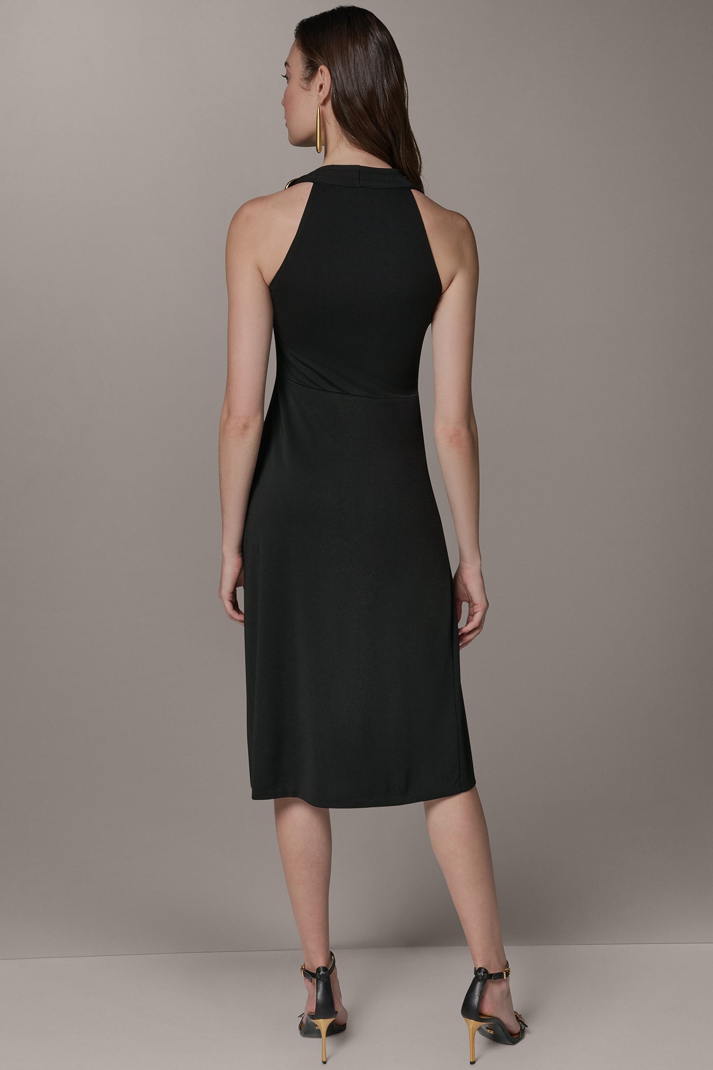 Donna Karan Women's Sleeveless Midi Halter Dress in Black Donna Karan Women's Sleeveless Midi Halter Dress in Black