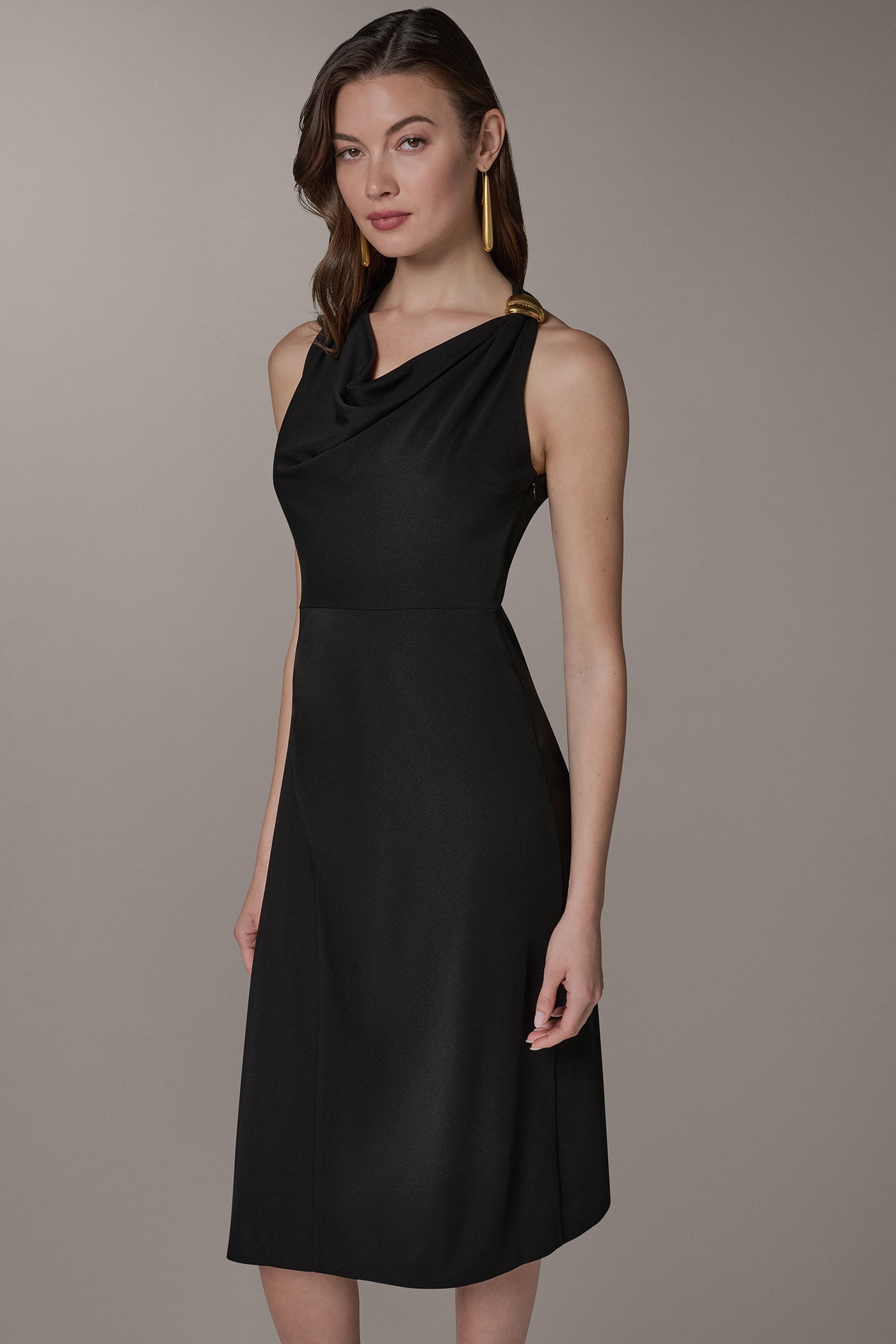 SLEEVELESS MIDI HALTER DRESS VIEW 7 | Plus Size Dresses