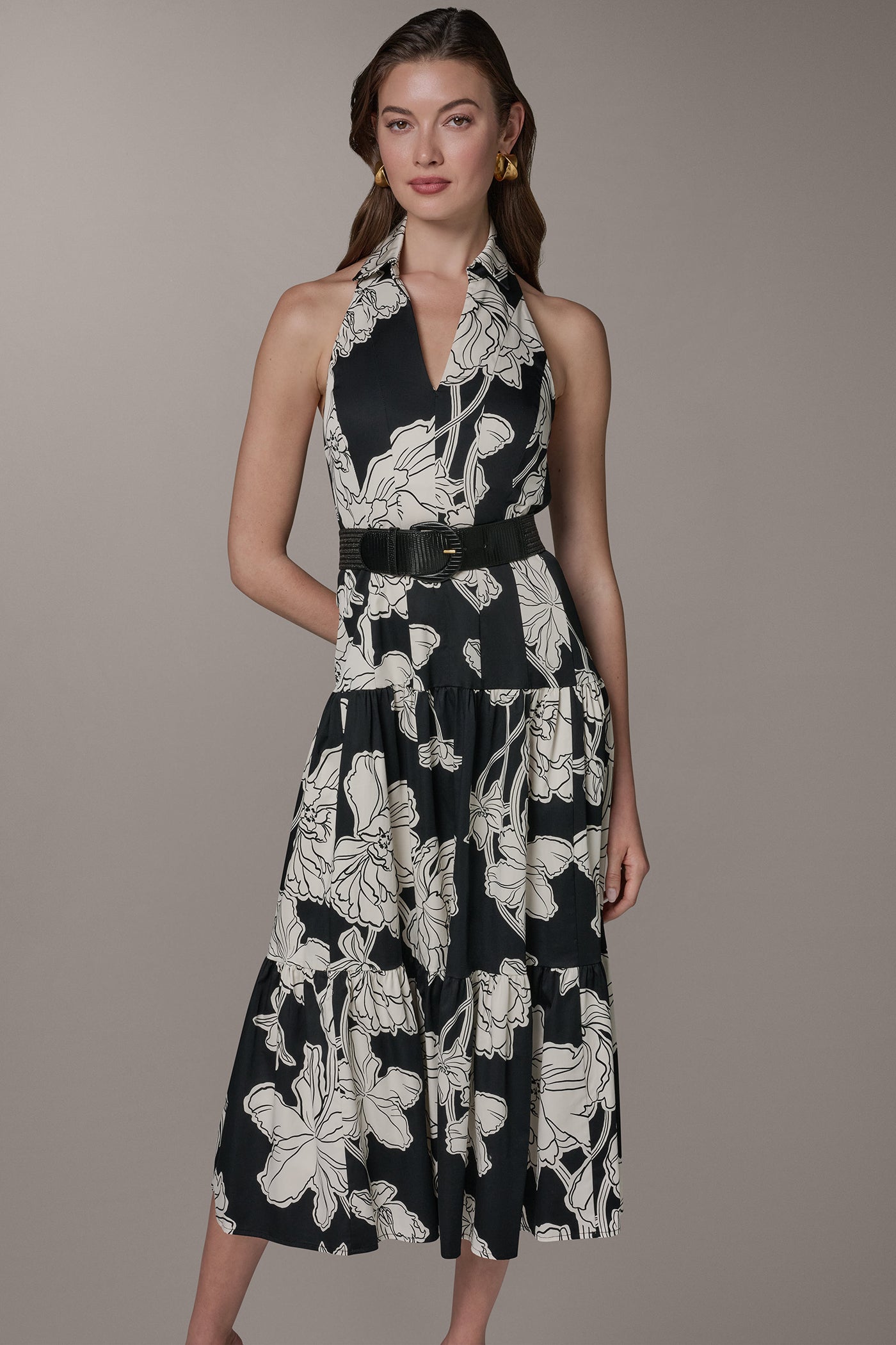 Donna Karan New York Women's Collared Halter A-Line Sleeveless Dress Donna Karan New York Women's Collared Halter A-Line Sleeveless Dress