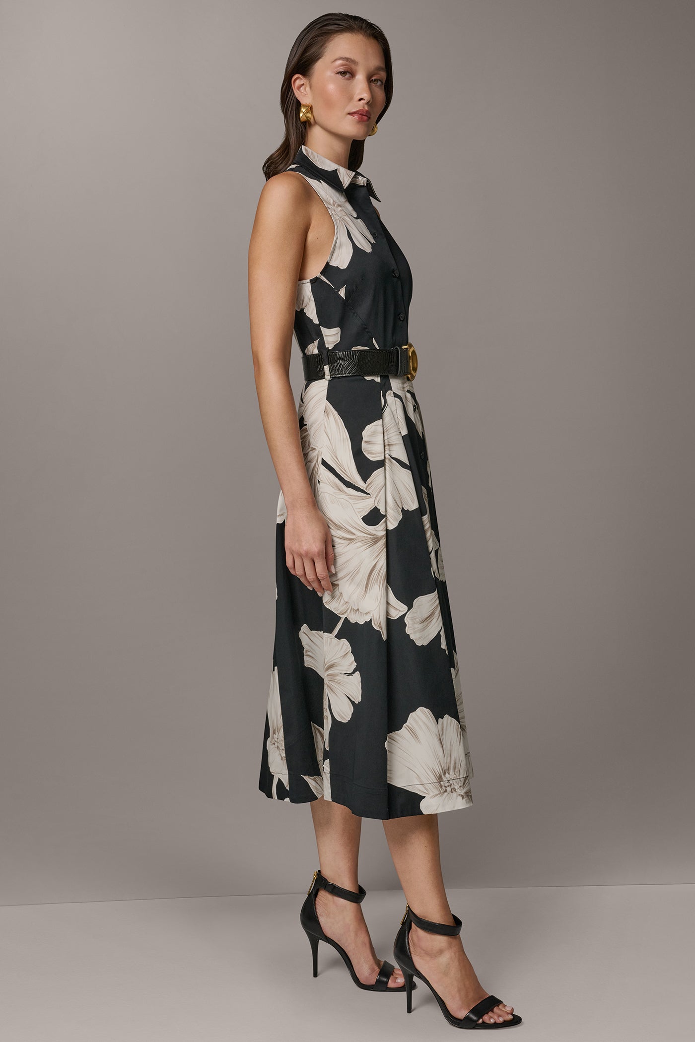 SLEEVELESS MIDI SHIRT DRESS VIEW 3 | Select Dresses