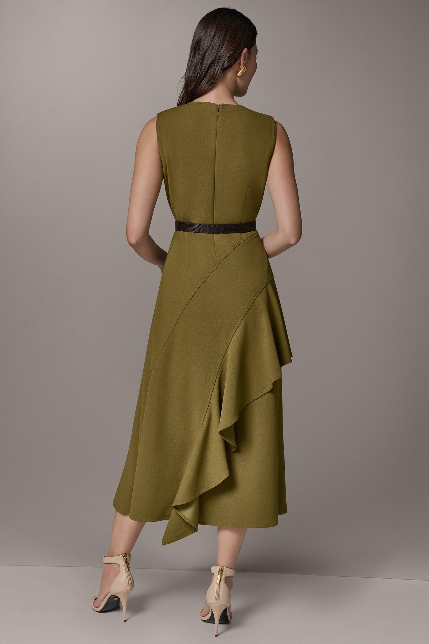 SLEEVELESS RUFFLE MIDI HI-LOW DRESS VIEW 3 | Dresses & Jumpsuits