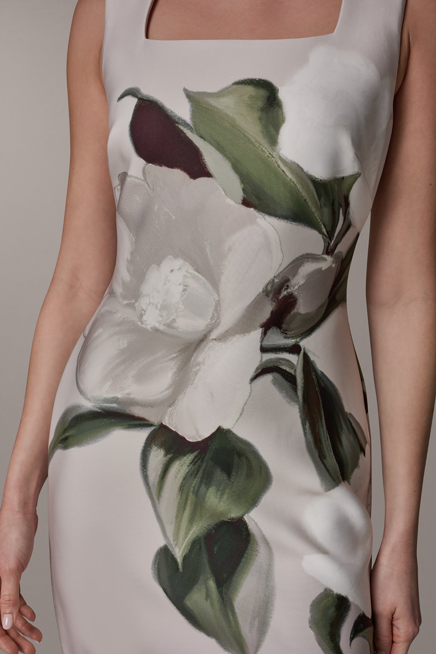 SLEEVELESS SQUARE NECK SCUBA MIDI DRESS | View 2 | Dresses & Jumpsuits