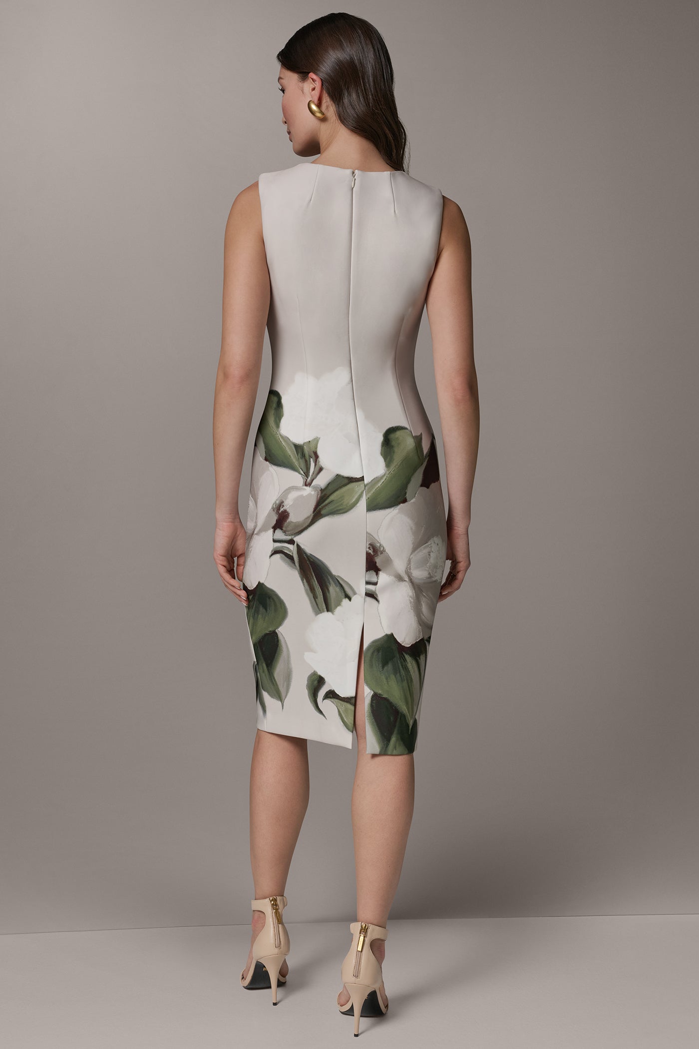 SLEEVELESS SQUARE NECK SCUBA MIDI DRESS VIEW 3 | New Dresses