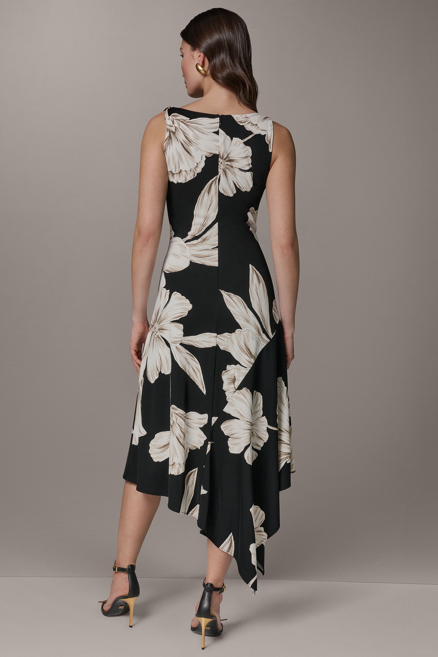 SLEEVELESS COWL-NECK FLORAL MIDI DRESS VIEW 3 | Dresses & Jumpsuits