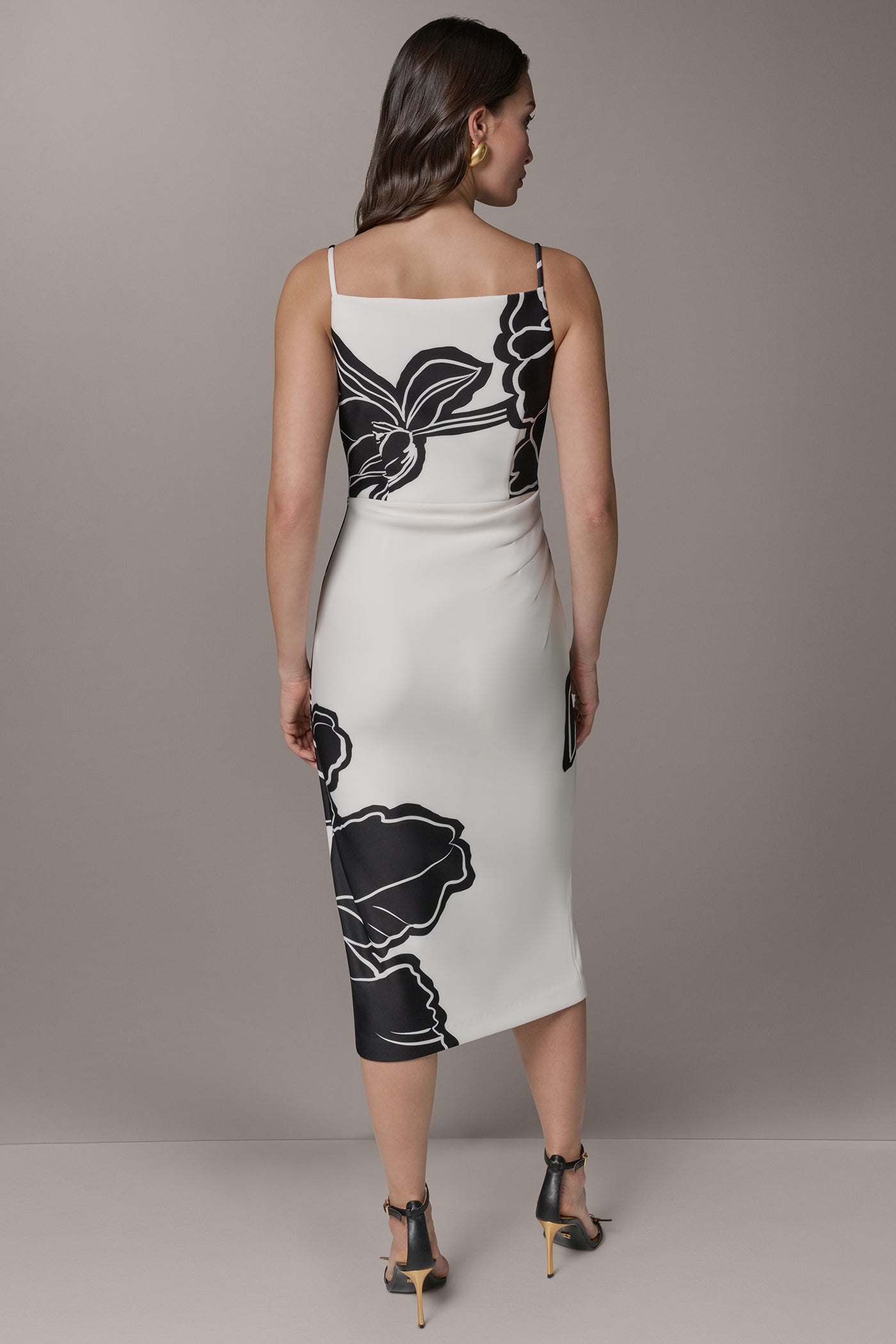 SLEEVELESS TWO-TONE FLORAL MIDI SHEATH DRESS (alternate view)