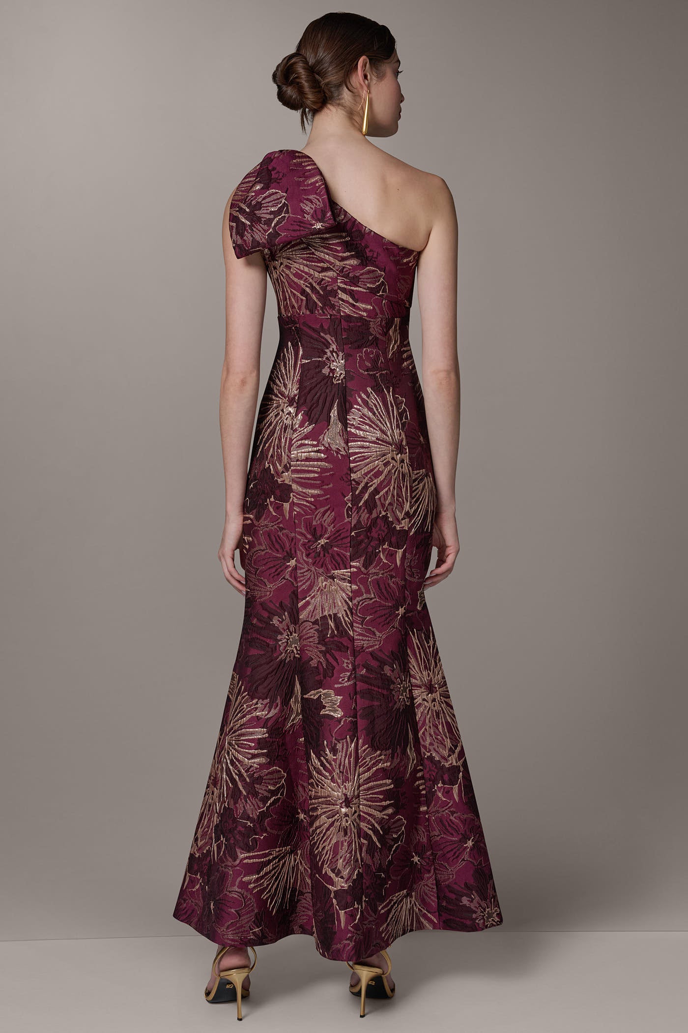 ONE SHOULDER FLORAL TRUMPET GOWN (alternate view)